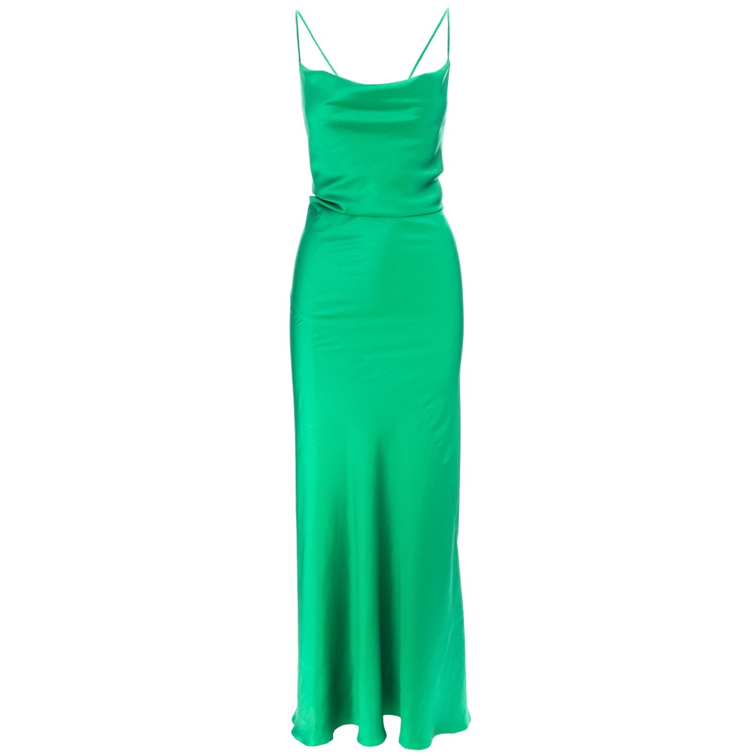 Women’s Tulum Cowl Neck Satin Dress - Green M/L Roserry