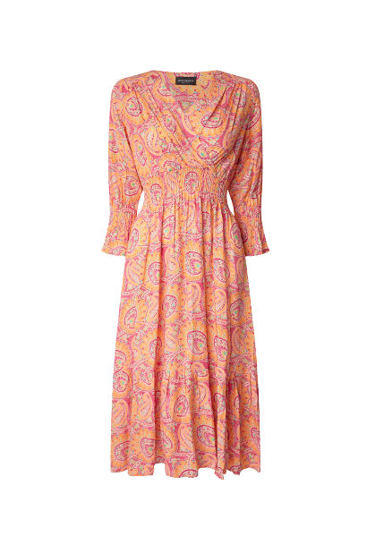 Women’s Yellow / Orange Orange Tiered Midi Dress Small James Lakeland