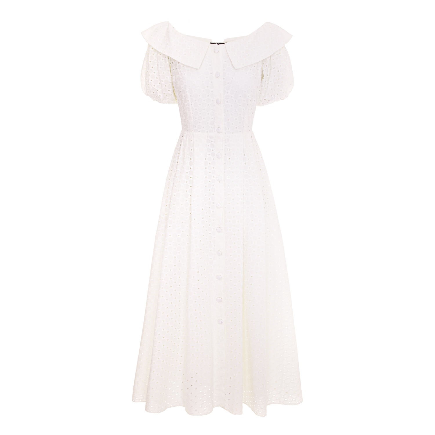 Women’s Midi White Cotton Dress With Cropped Shoulders Xxs Izabela Mandoiu