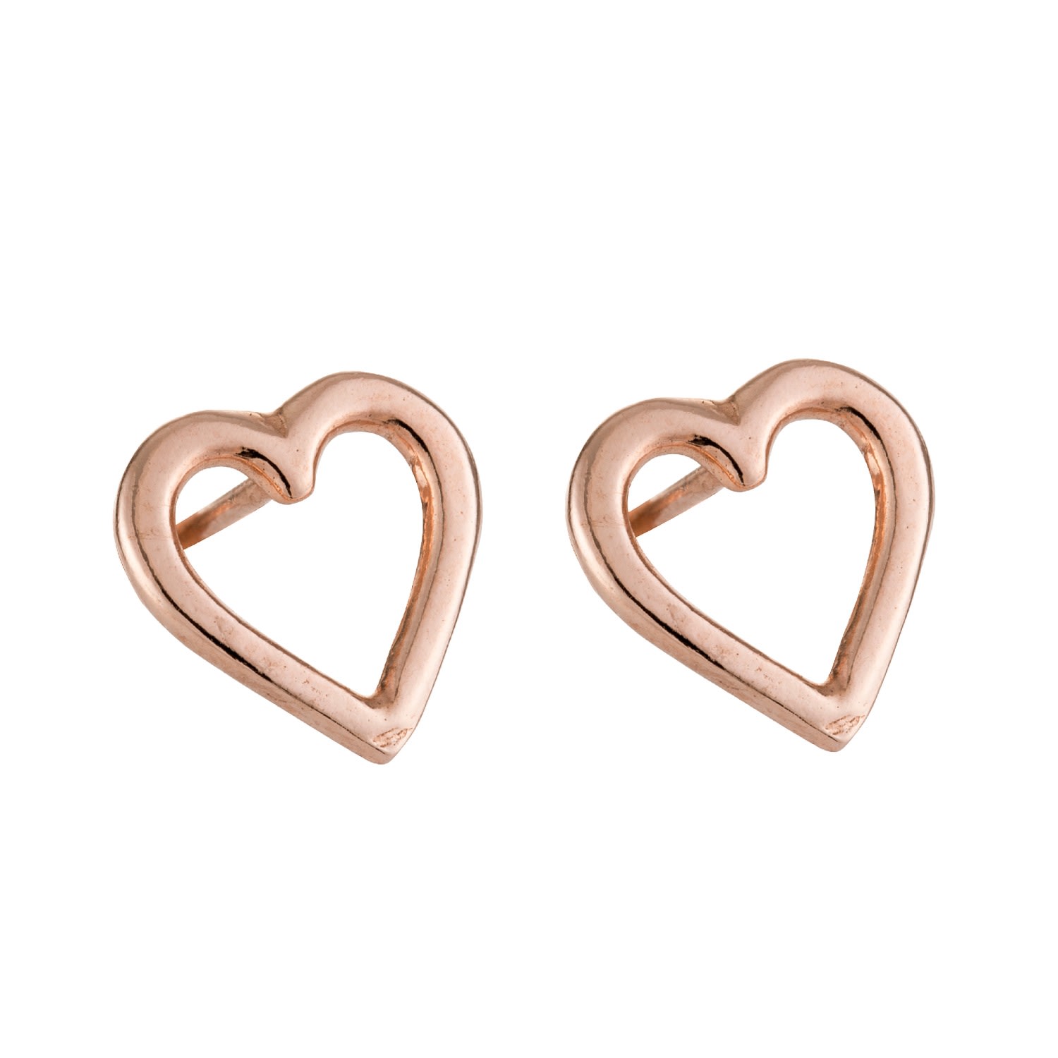 Women’s Rose Gold Plated Open Mini Heart Stud Earrings Posh Totty Designs