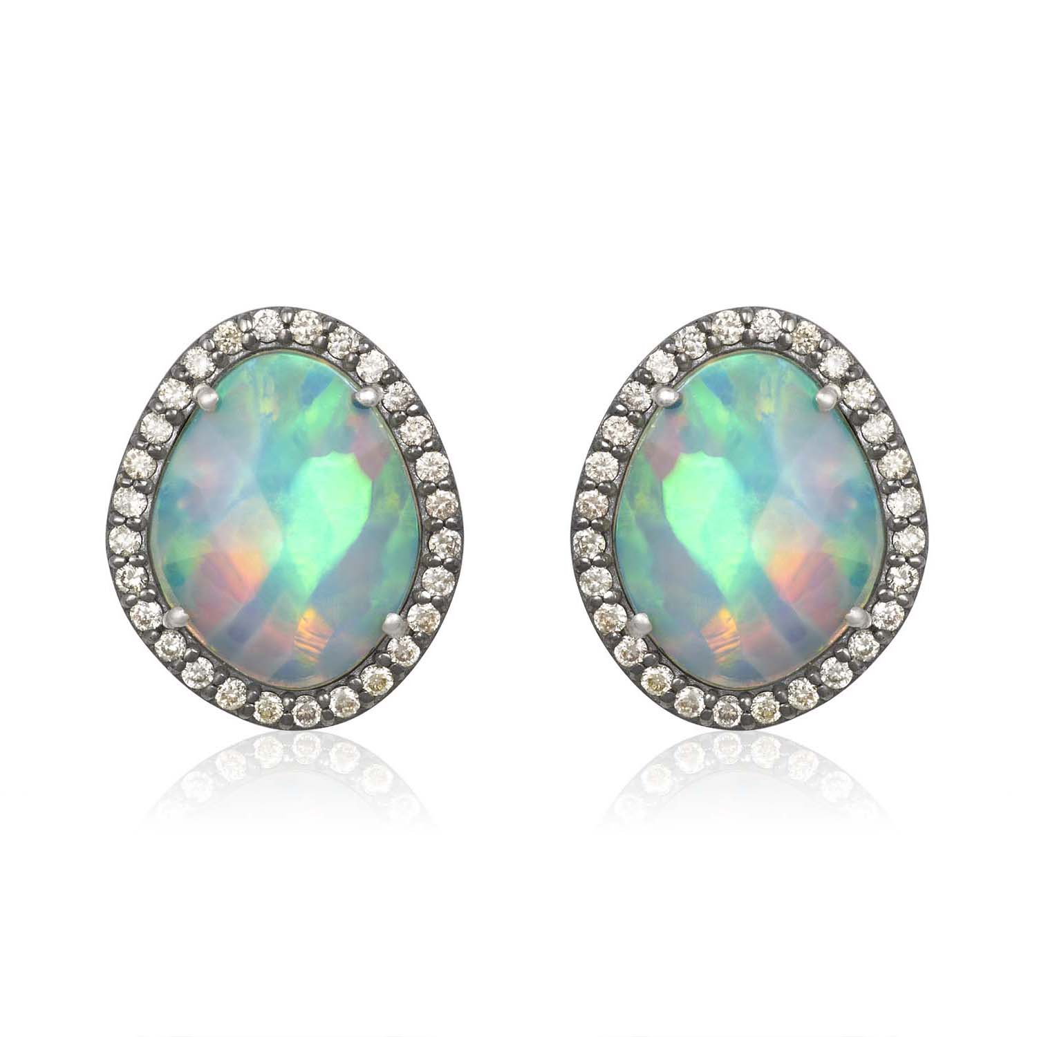 Women’s Silver Galaxy Opal Diamond Como Studs Lui Jewelry
