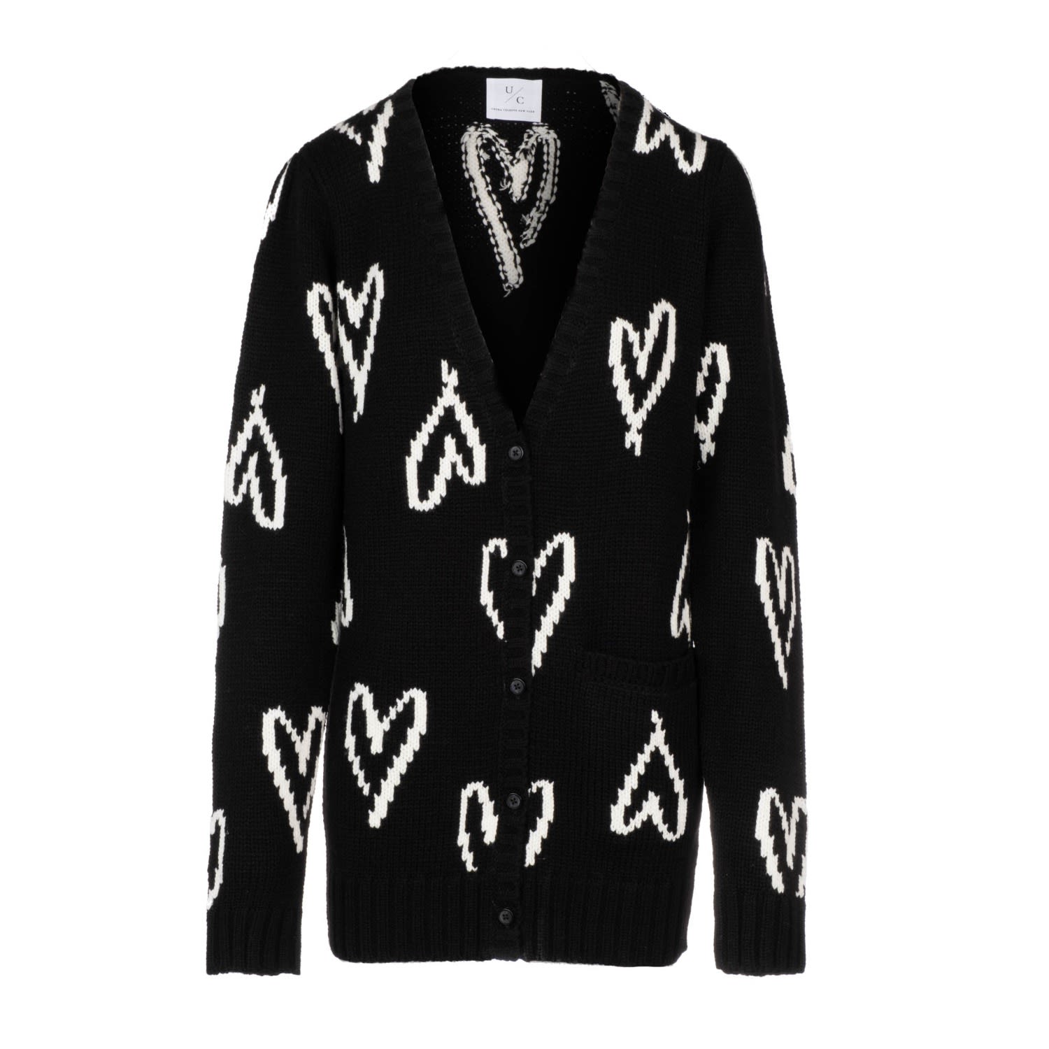 Women’s Scribble Heart Cardigan Black Large Undra Celeste New York