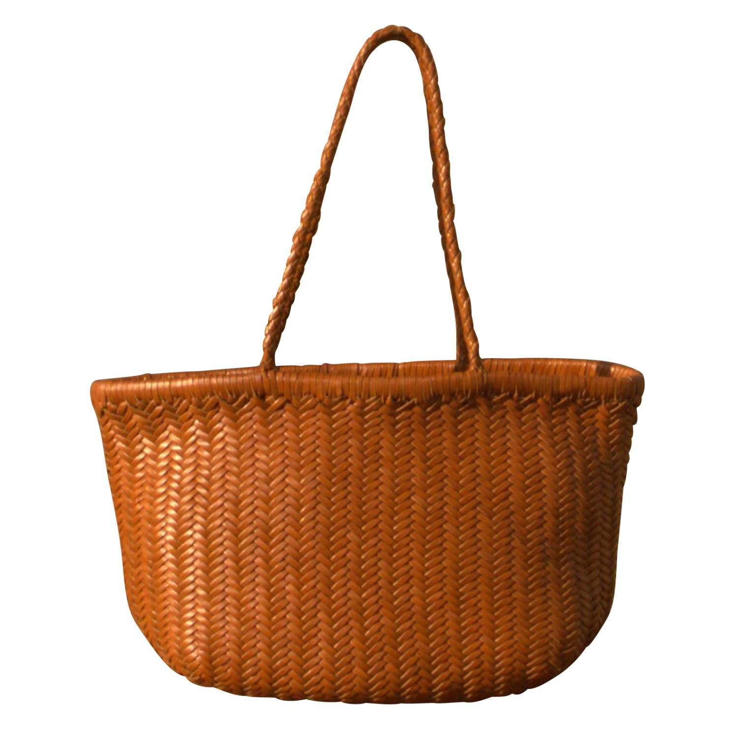 Women’s Brown Zigzag Woven Leather Handbag ’Viviana’ Medium Size - Tan Rimini
