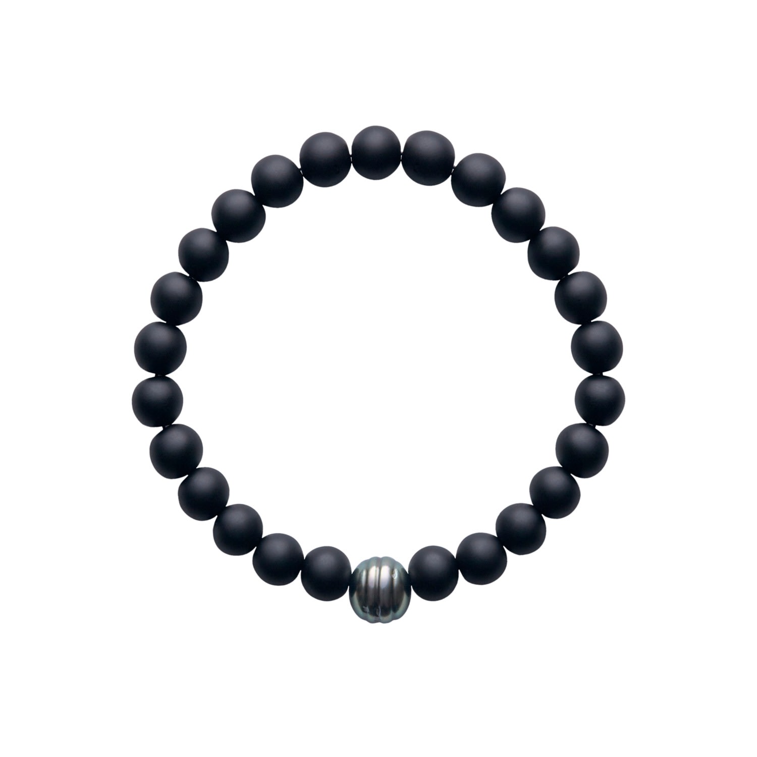 Black / Grey Aro Men’s Circled Tahitian Pearl & Matt Onyx Bracelet Ora Pearls