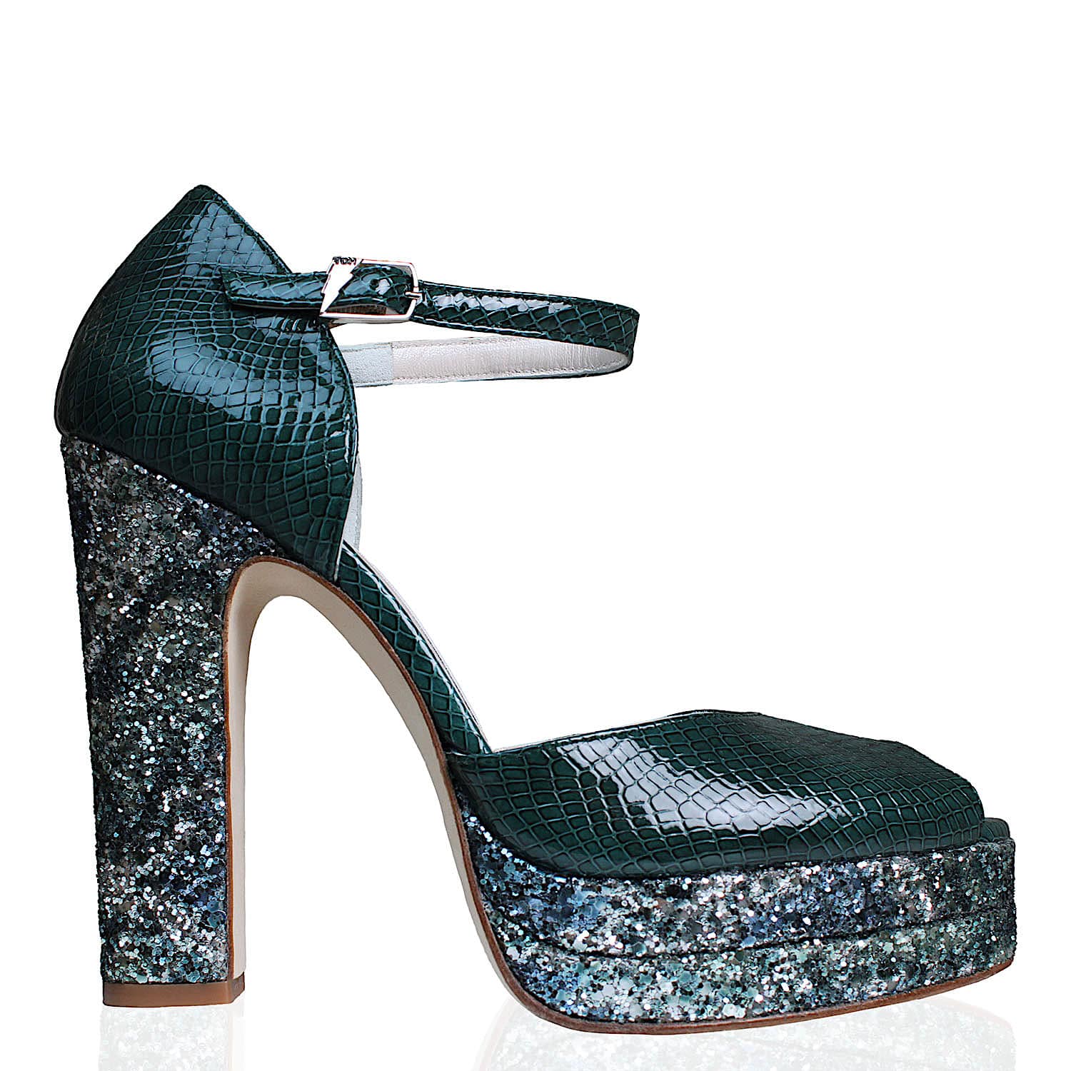 Women’s Green / Blue / Silver Lena Crystal Teal Platform Heel 9 Uk Terry De Havilland