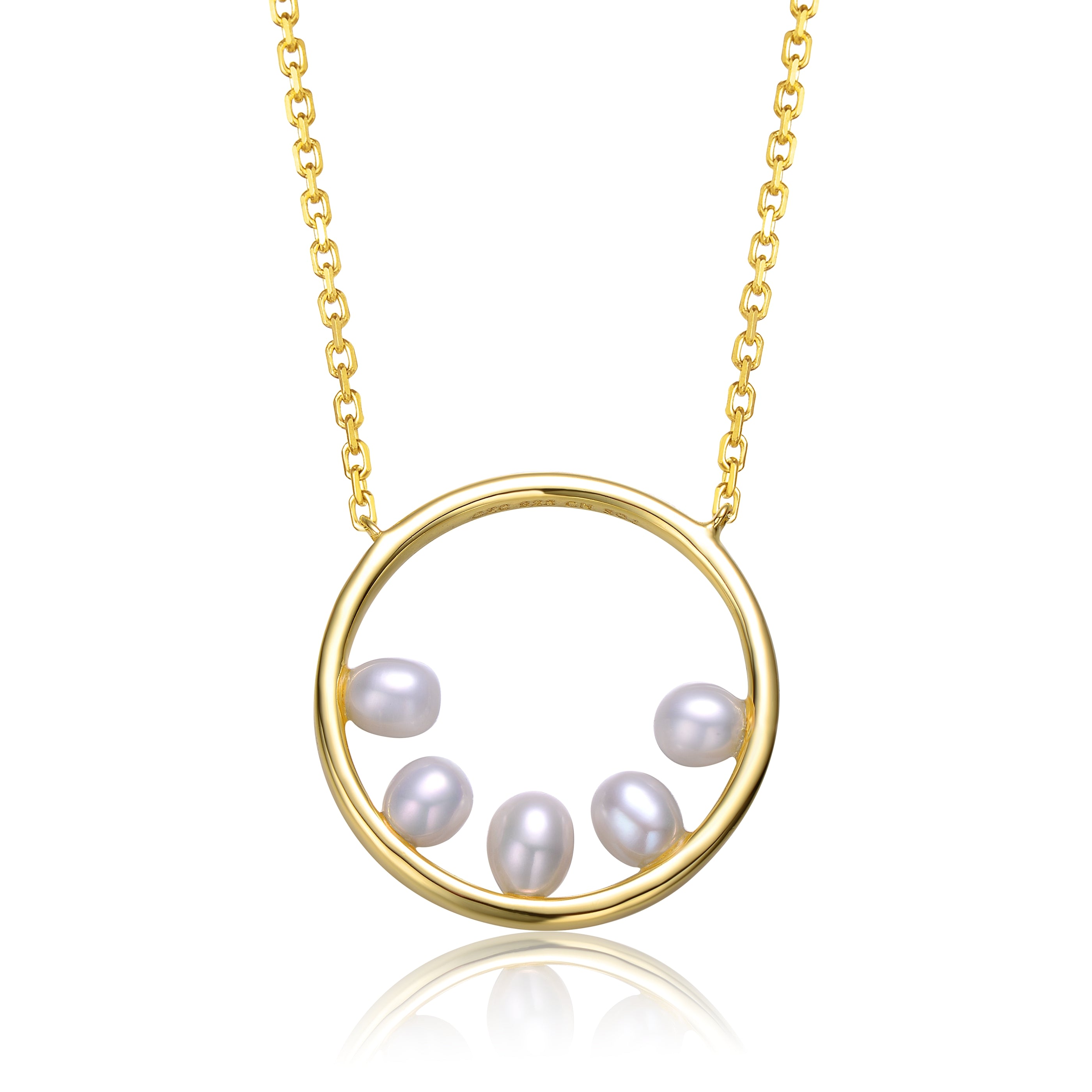 Women’s Brigitte Golden Circle Four Pearl Necklace Genevive Jewelry