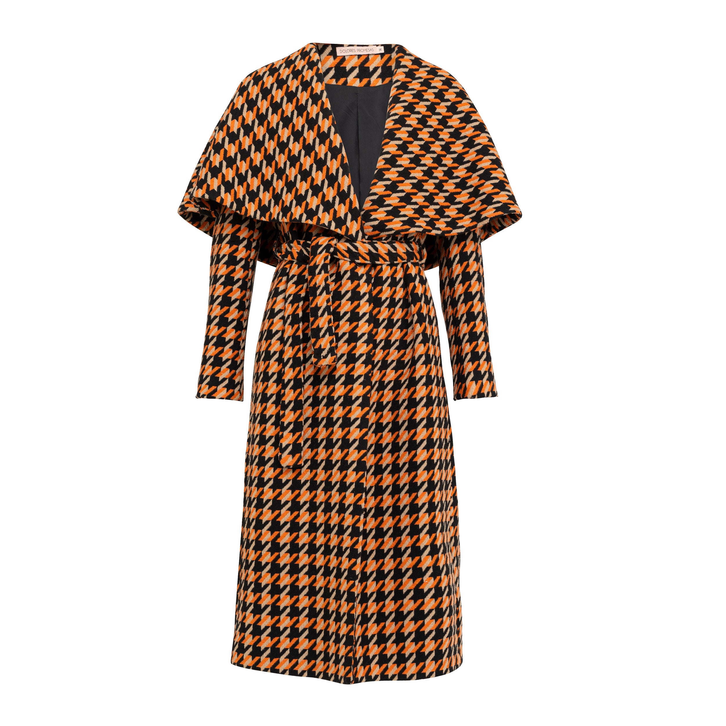 Women’s Yellow / Orange Orange Houndstooth Coat Large Dolores Promesas