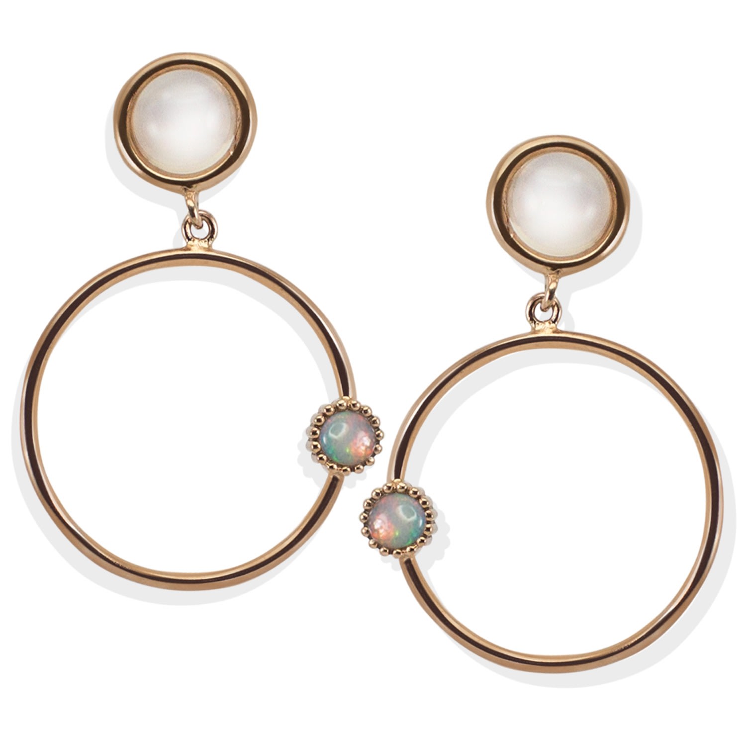 Women’s Satellite Rose Gold Vermeil Moonstone Hoops Vintouch Italy