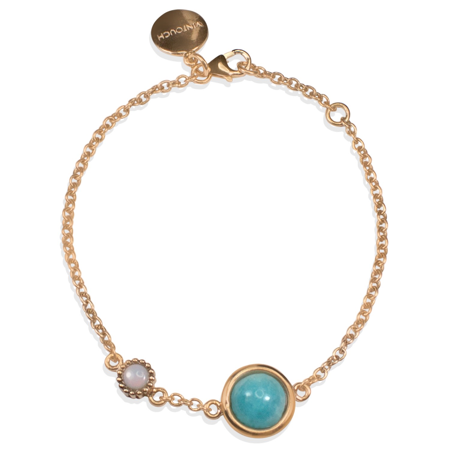 Women’s Green Satellite Rose Gold Vermeil Amazonite & Opal Bracelet Vintouch Italy