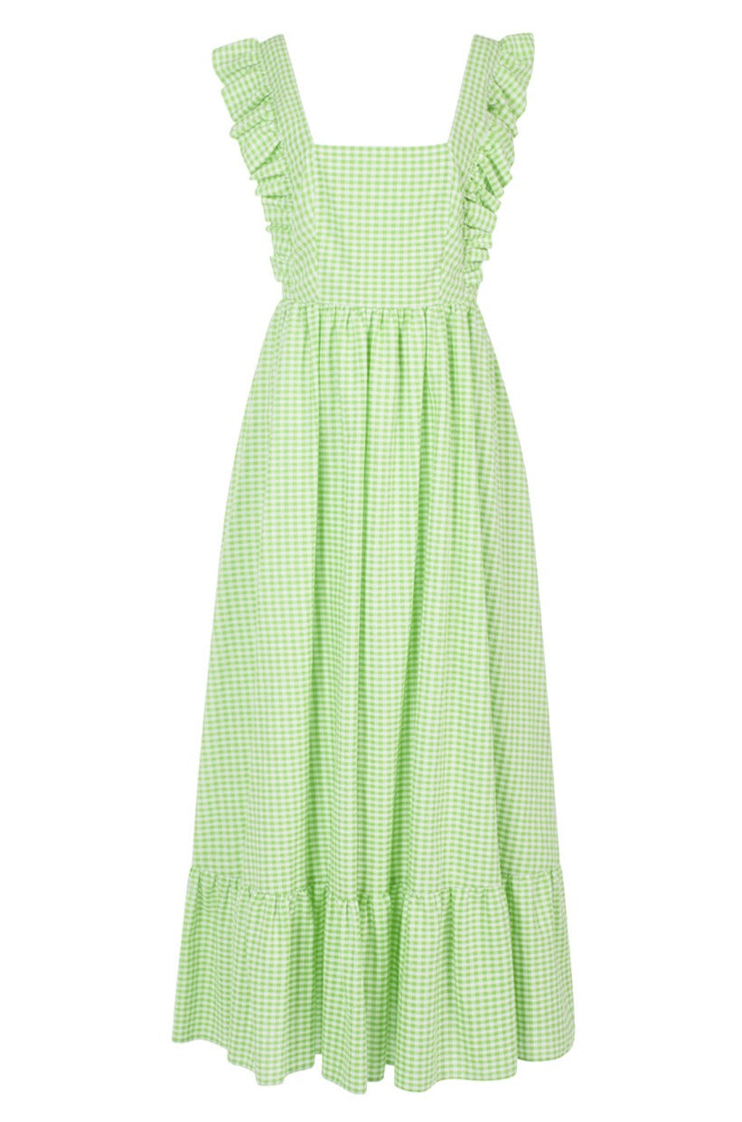 Women’s The Rosa Tie Back Maxi Dress In Green Gingham Large Lavaand