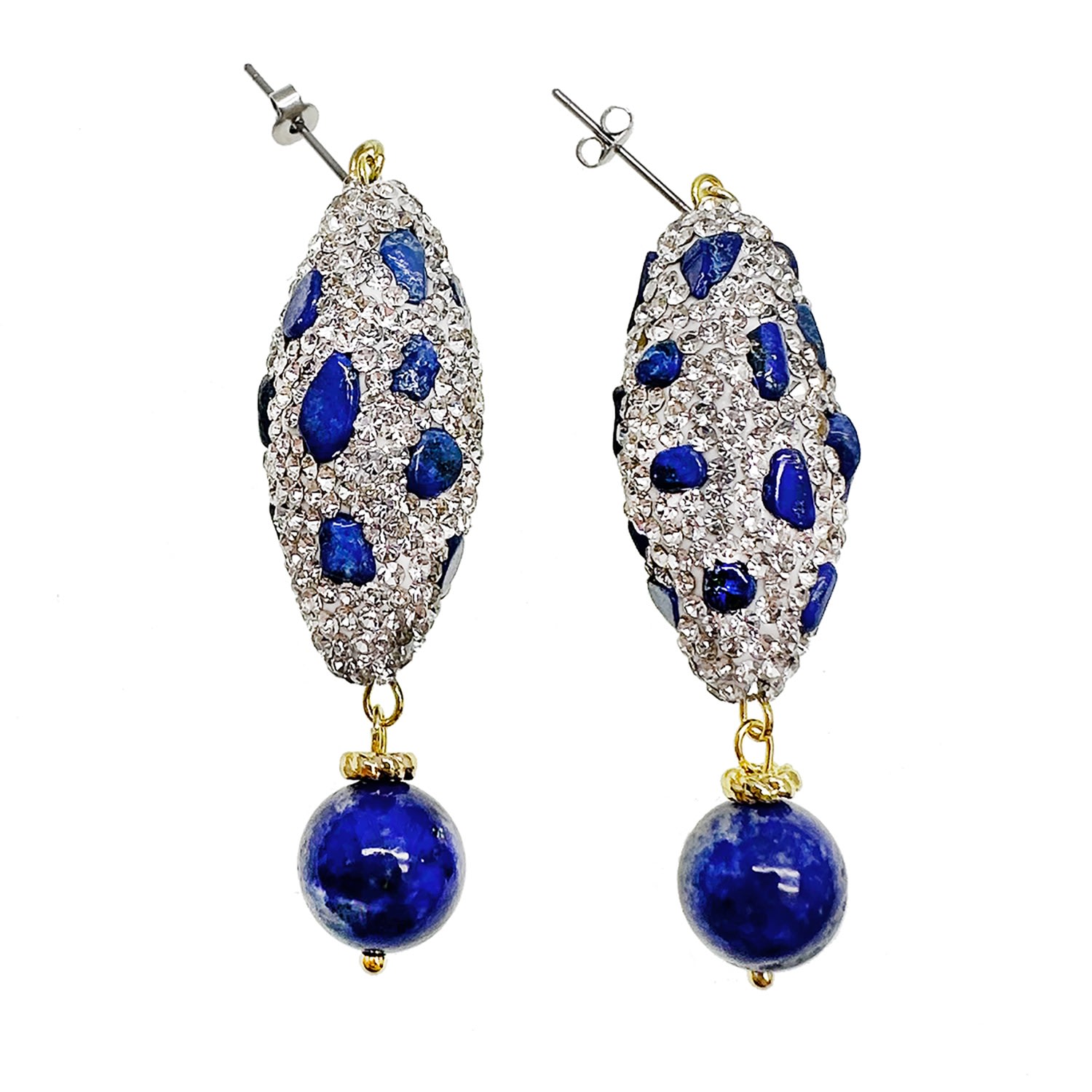 Women’s Blue / White Lapis With Rhinestone Earring Farra