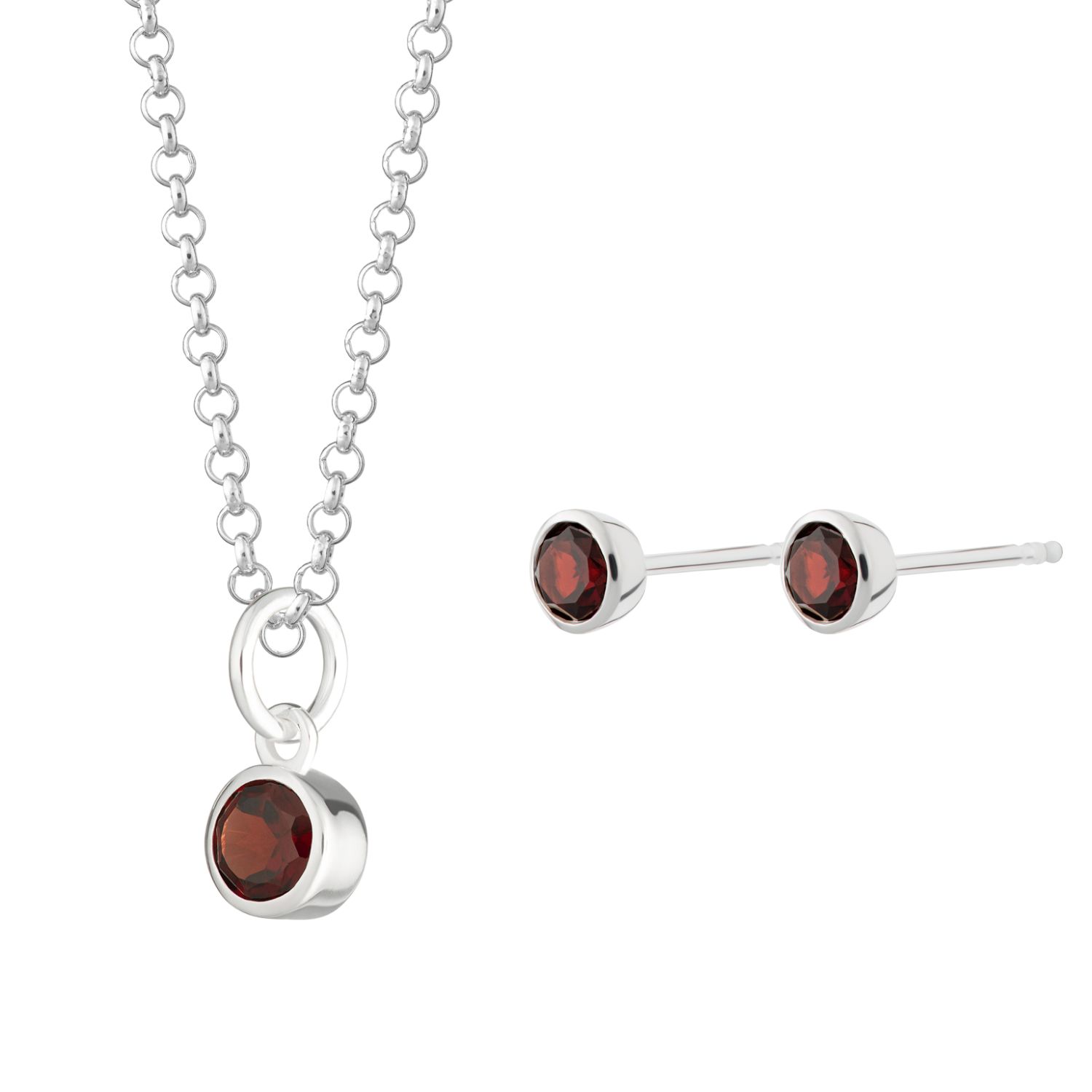 Women’s Silver / Red January Birthstone Jewellery Set - Garnet Lily Charmed