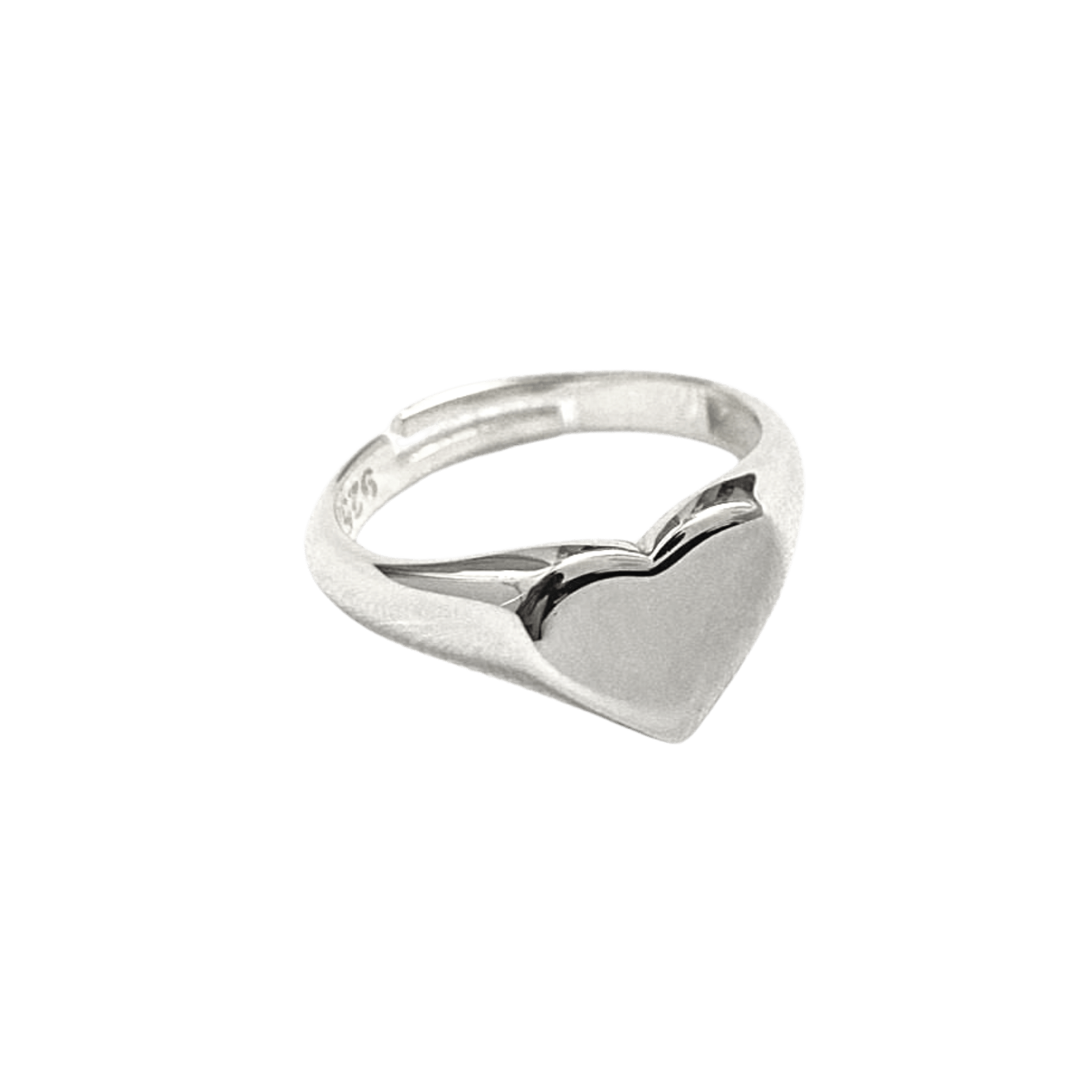 Women’s Sterling Silver Heart Love Signet Ring - Silver Spero London