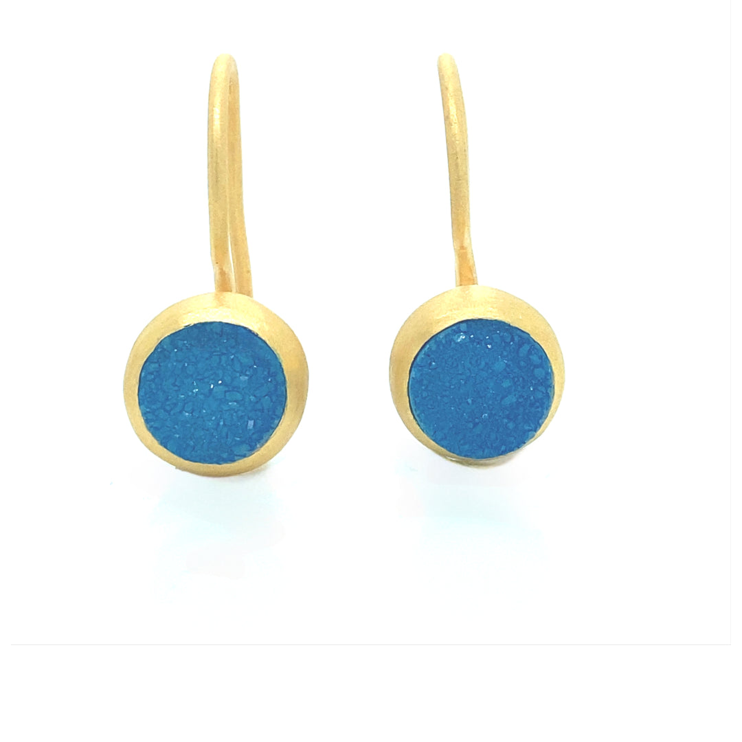 Women’s Balls Of Fire Blue Druzy Earrings Gem Bazaar Jewellery