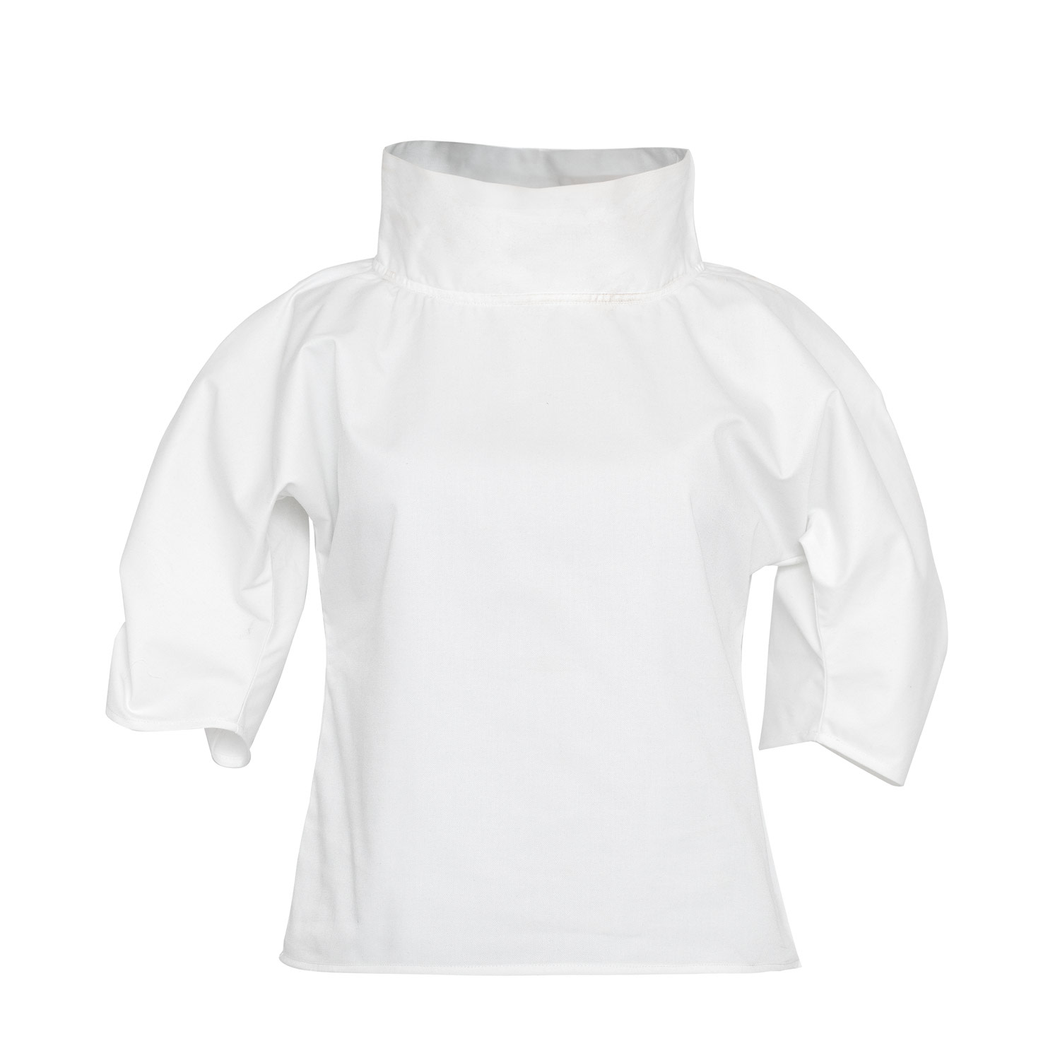 Women’s Puff Blouse With Collar In White Cotton Small Bianca Popp