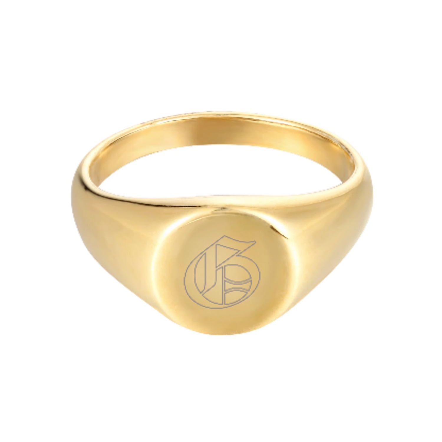 Women’s 22Ct Gold Vermeil Old English Engraved Initial Rounded Signet Ring - Letter G Seol + Gold