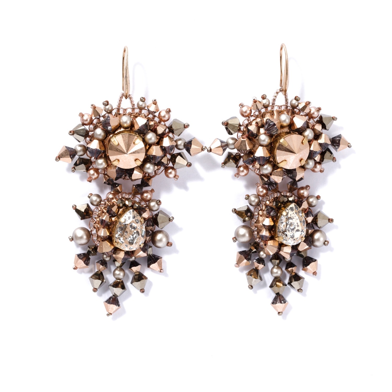 Women’s Shar Rose Gold And Pewter Earrings Elevée Jewels