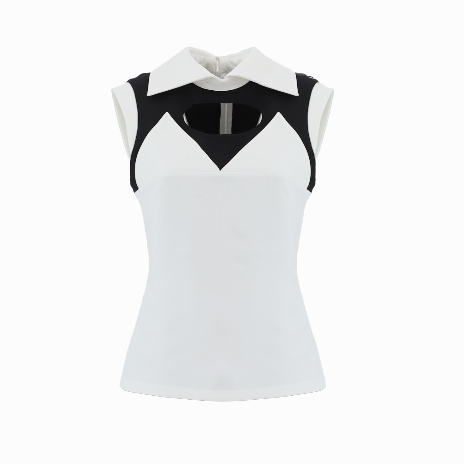 Women’s Black / White Sleeveless Blouse With Collar Black-White Small Julia Allert