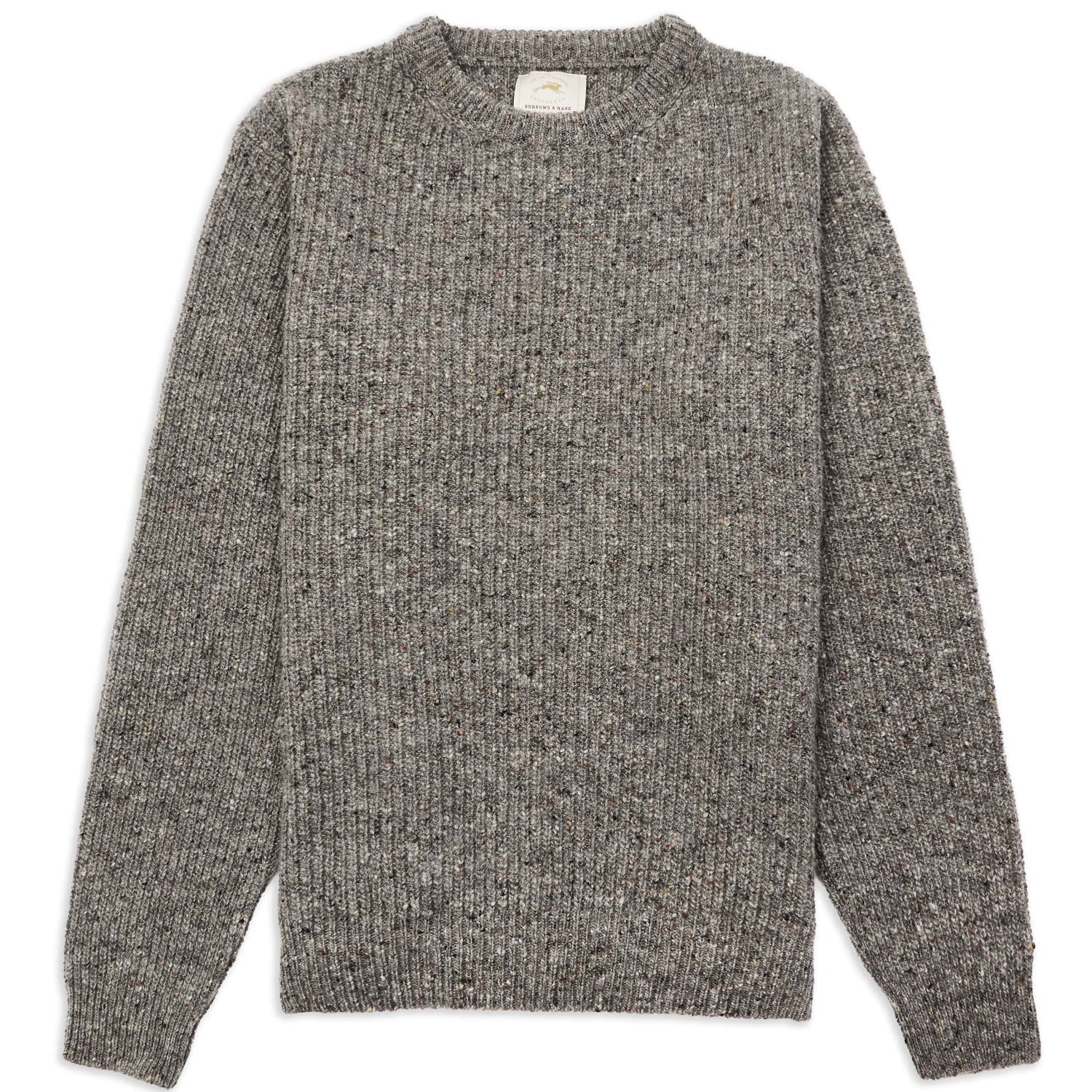 Men’s Ribbed Donegal Jumper - Grey Large Burrows & Hare