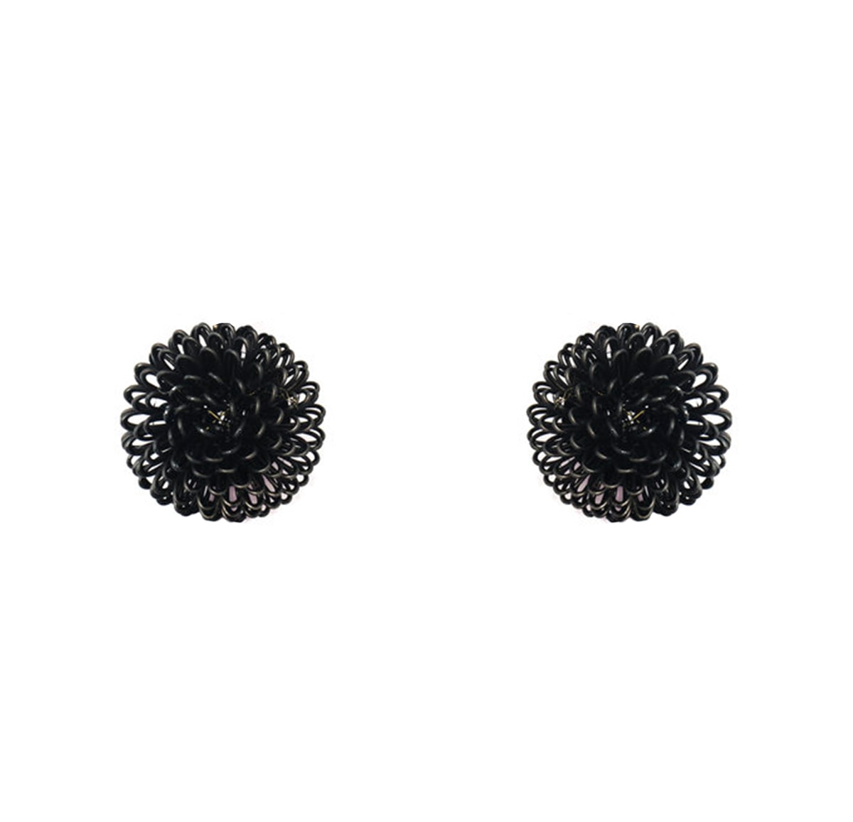 Women’s Black Single Clip Pompom Earrings Pat’s Jewelry