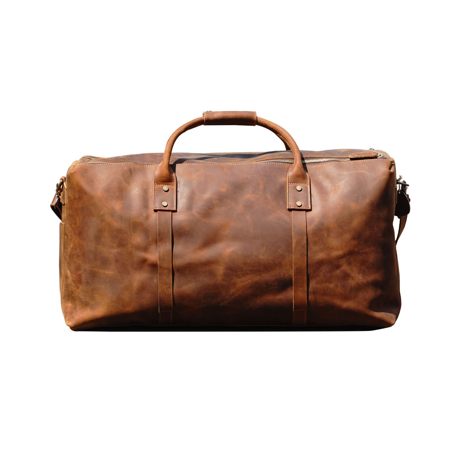 Men’s Genuine Leather Holdall Luggage Bag - Brown Touri