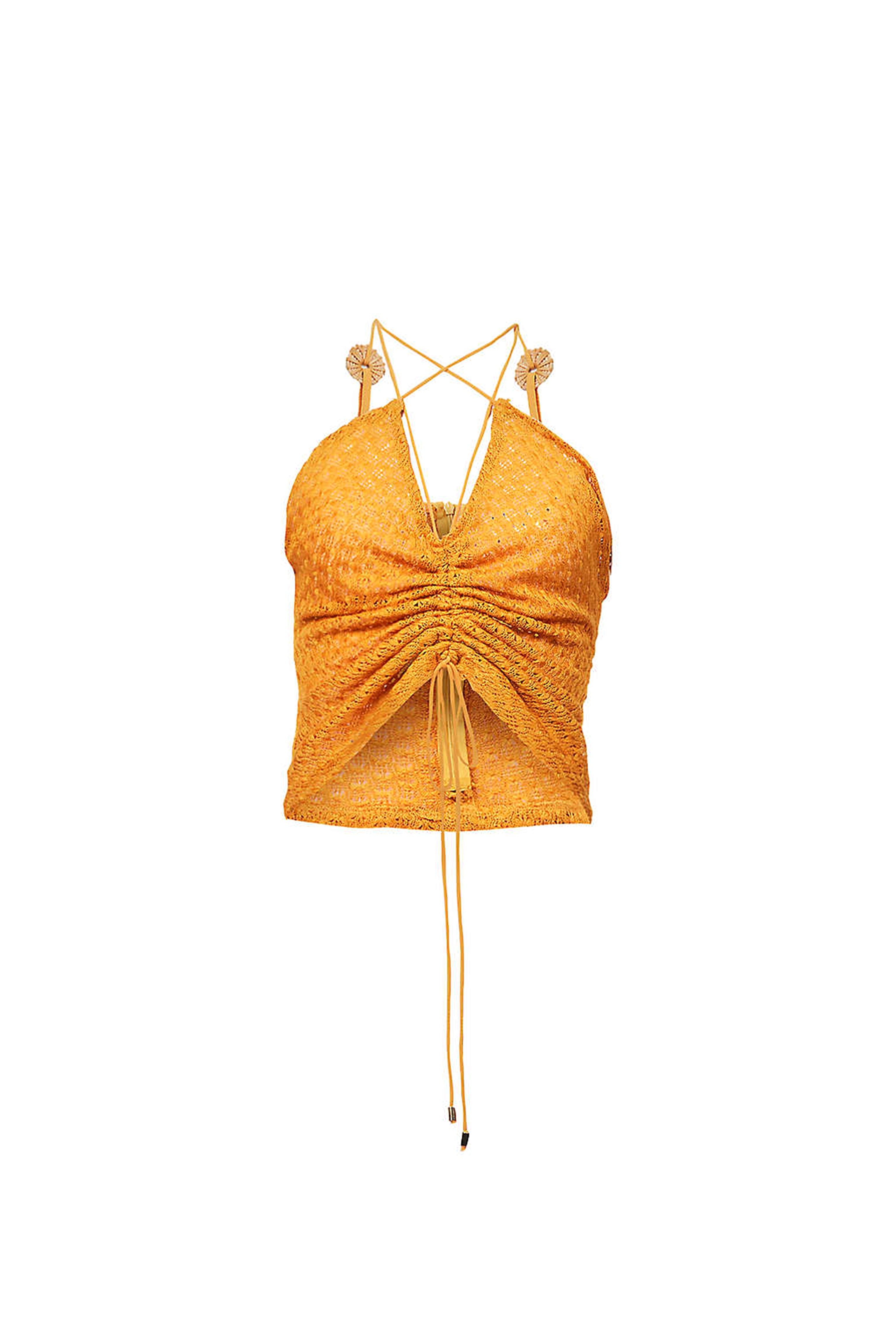 Women’s Yellow / Orange Daisy Orange Crochet Halter Neck Top Extra Small Amy Lynn