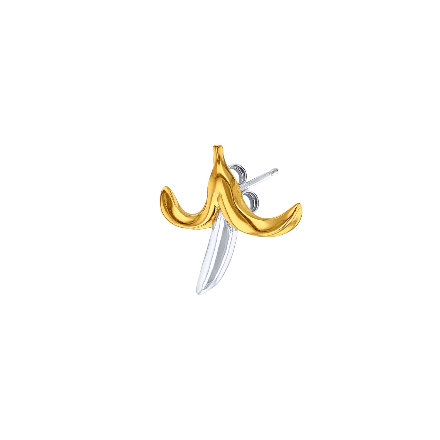 Men’s Gold / Silver 18Kt Gold Plated & Sterling Silver 2 Tone Banana Stud True Rocks