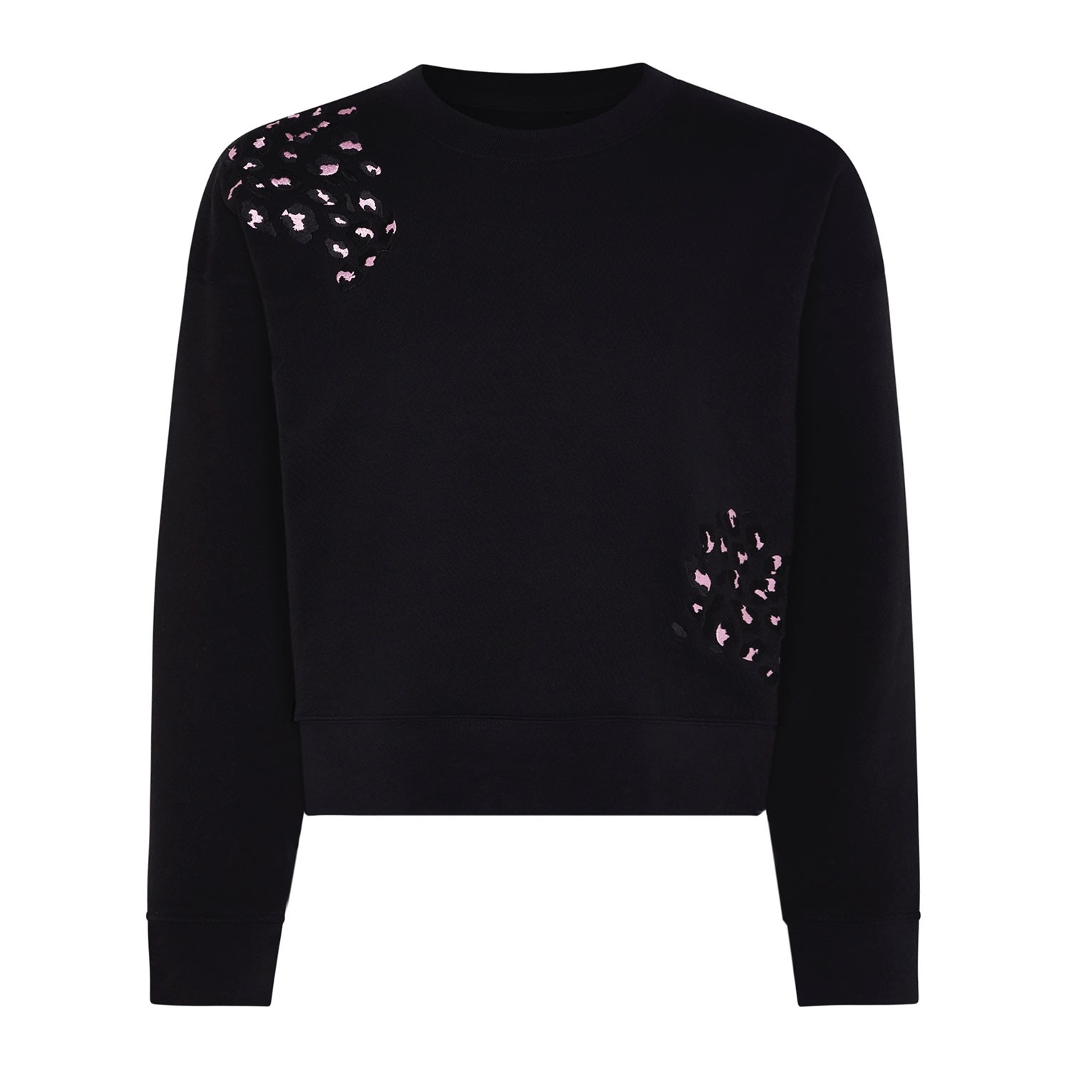 Women’s Leopard Embroidered Cropped Sweatshirt Black Medium Ingmarson