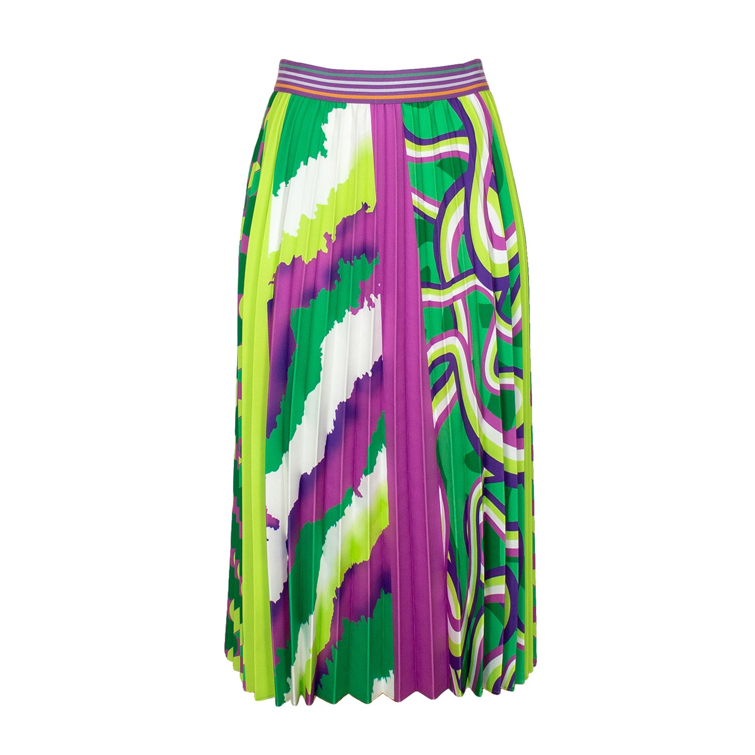 Women’s Half-Circle Pleated Midi Skirt With Colorful Digital Print Medium Lalipop Design