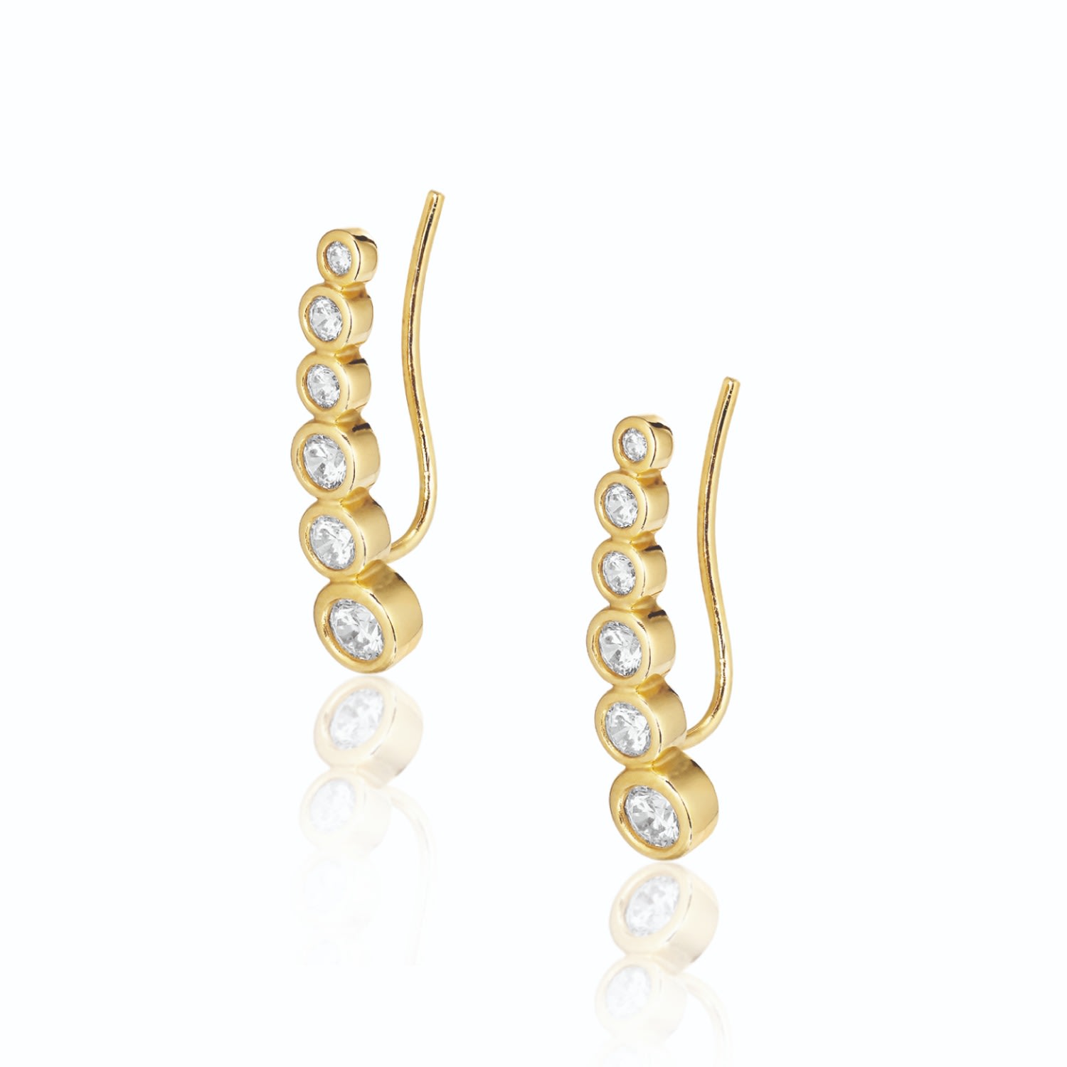 Women’s Gold Eclipse Earstuds W. Zircons - Left & Right Ear Alura Copenhagen Jewellery