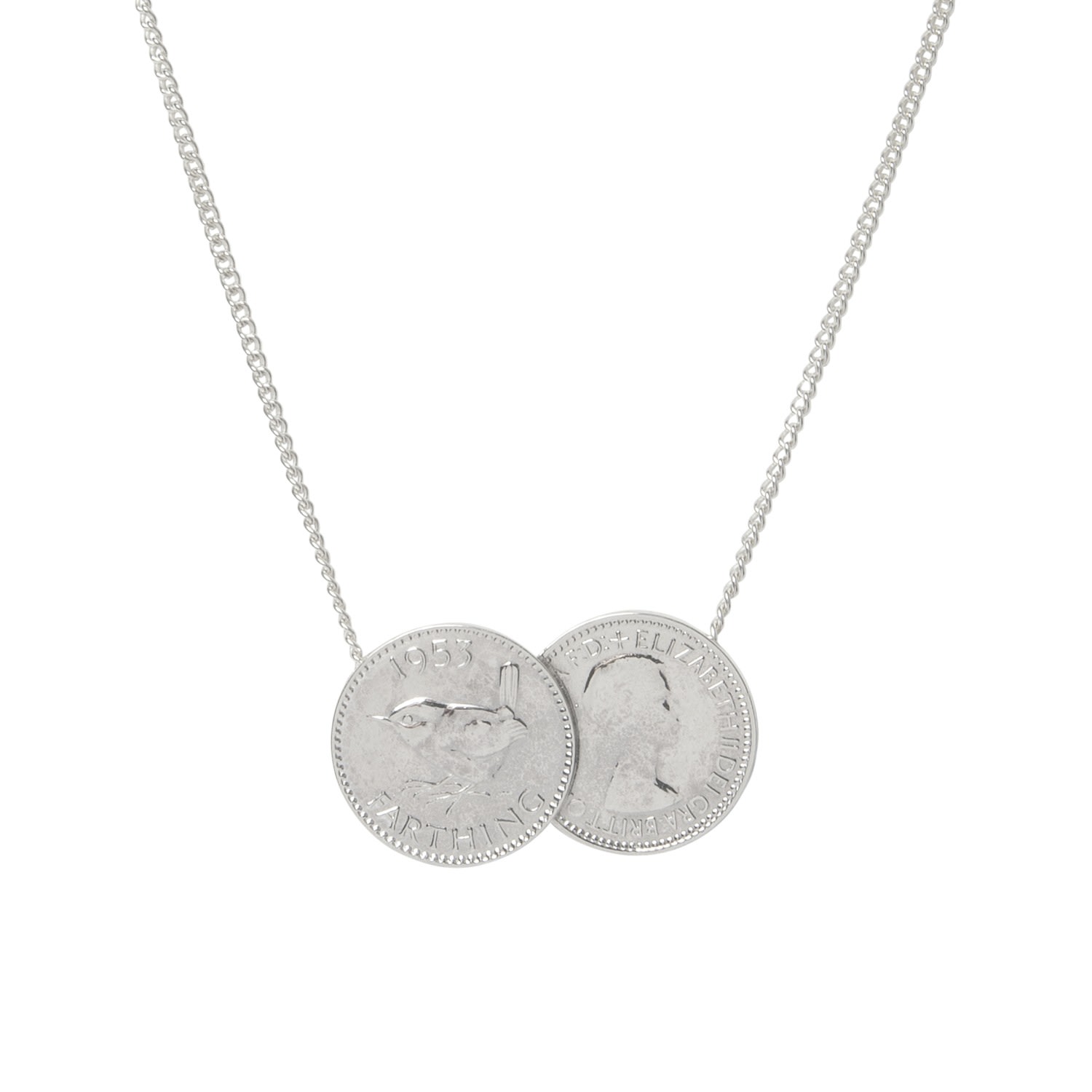 Women’s English Farthing Double Coin Pendant Silver Necklace Katie Mullally