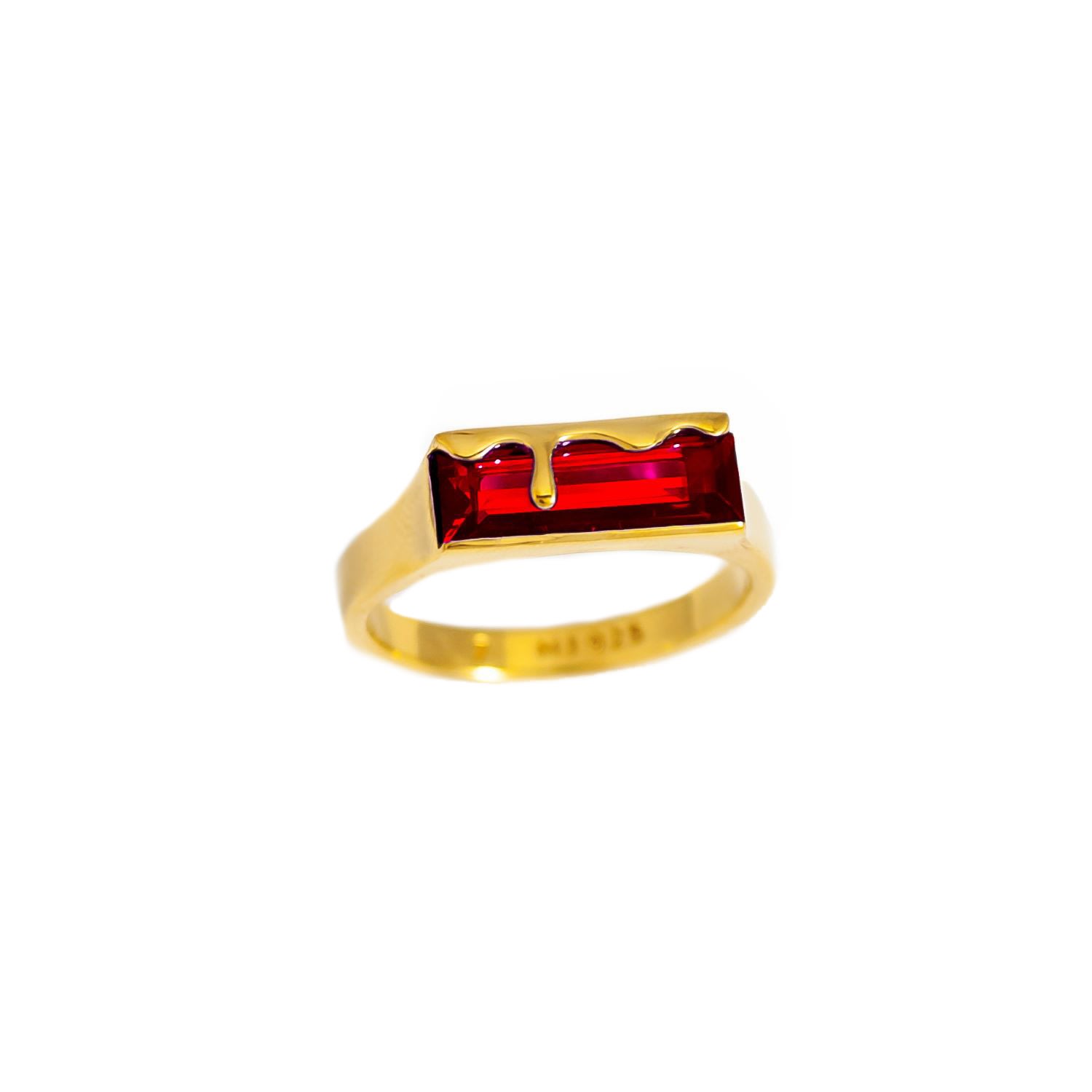 Women’s Gold / Red Dripping Garnet Quartz And Gold Vermeil Ring Marie June Jewelry