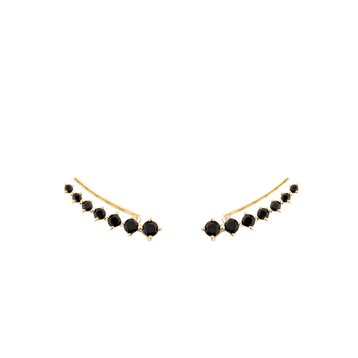 Women’s Black / Gold Pure Ear Climber With Man Made Black Diamonds In Yellow Gold Sally Skoufis