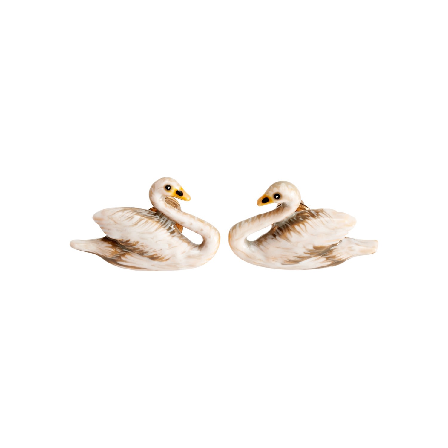 Women’s Neutrals Fable Enamel Swan Stud Earrings Fable England