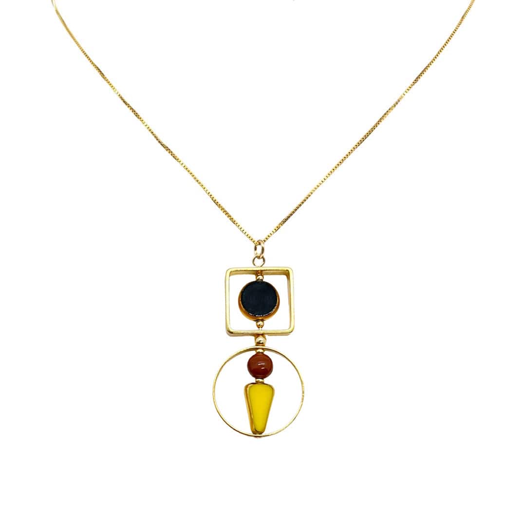 Women’s Brown / Black / Yellow Black & Yellow Art Deco Chain Necklace Aracheli Studio