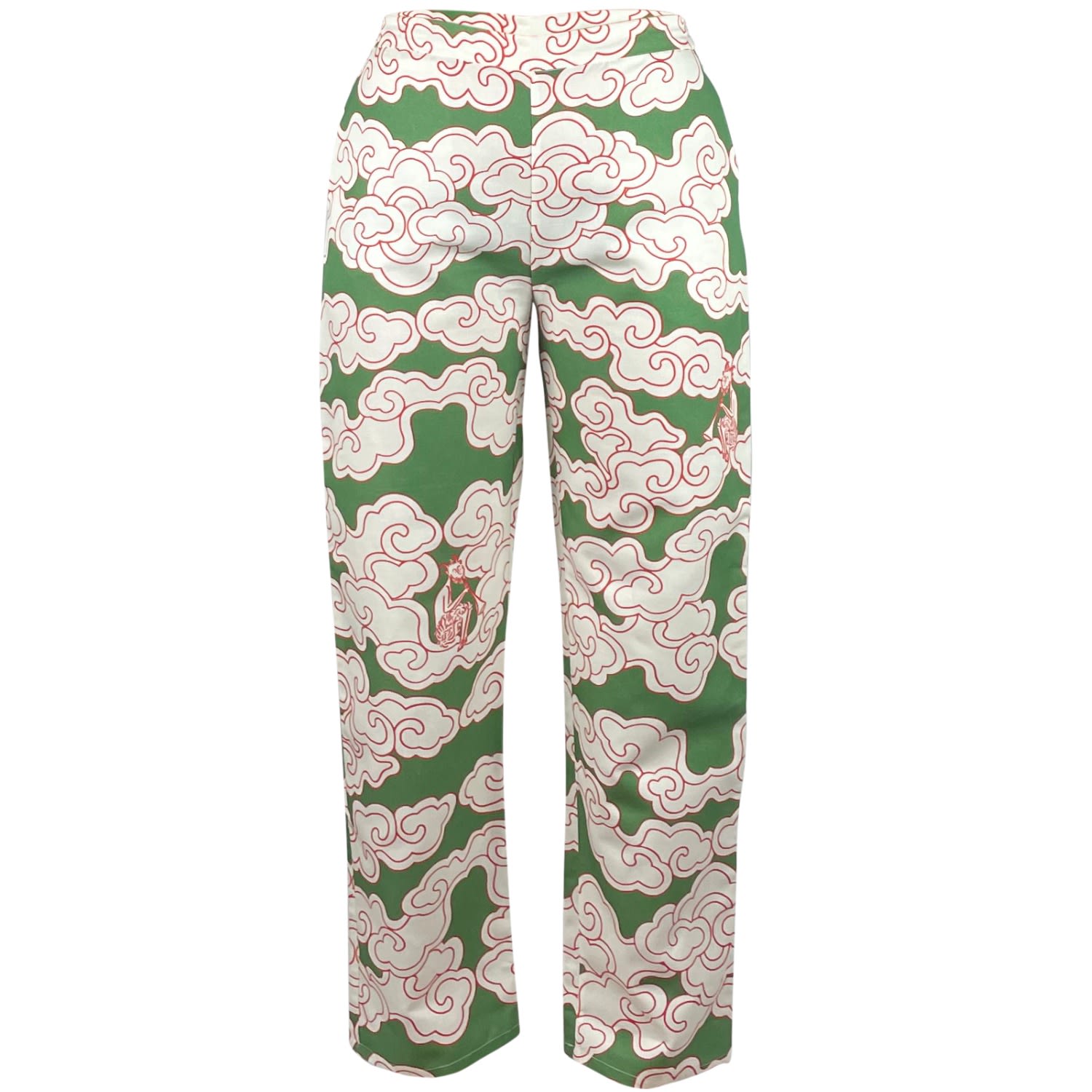 Women’s Organic Cotton & Linen Green Clouds Trousers Large Wild Clouds
