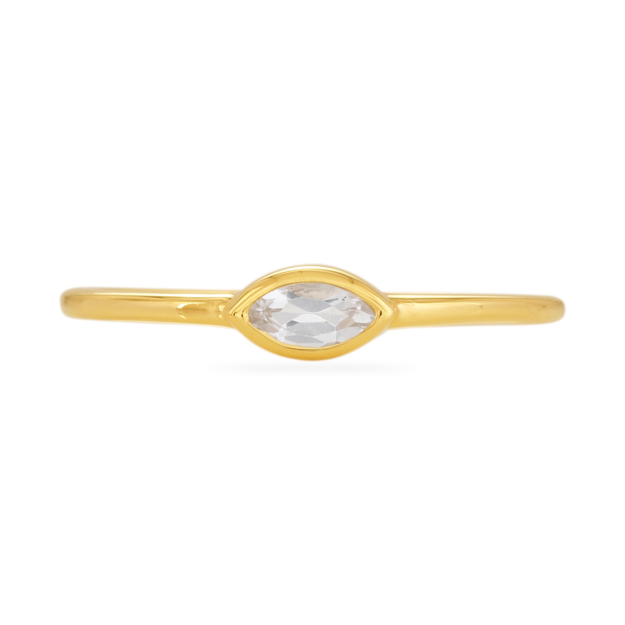 Women’s White Topaz Marquise Ring - 18K Gold Vermeil Karrah Jewellery
