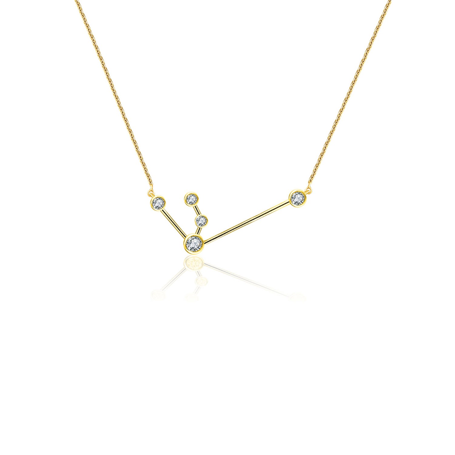 Women’s Aquarius Zodiac Constellation Necklace 18K Yellow Gold & Diamond Genevieve Collection