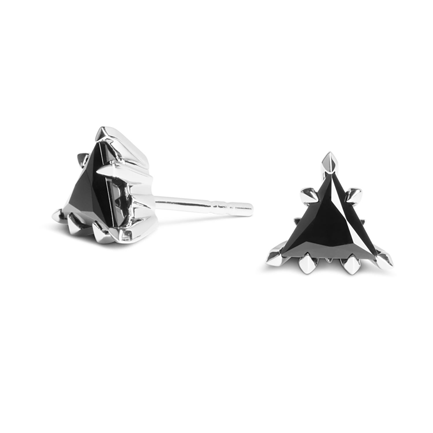 Women’s Trillion Earrings - Silver And Onyx Kasun