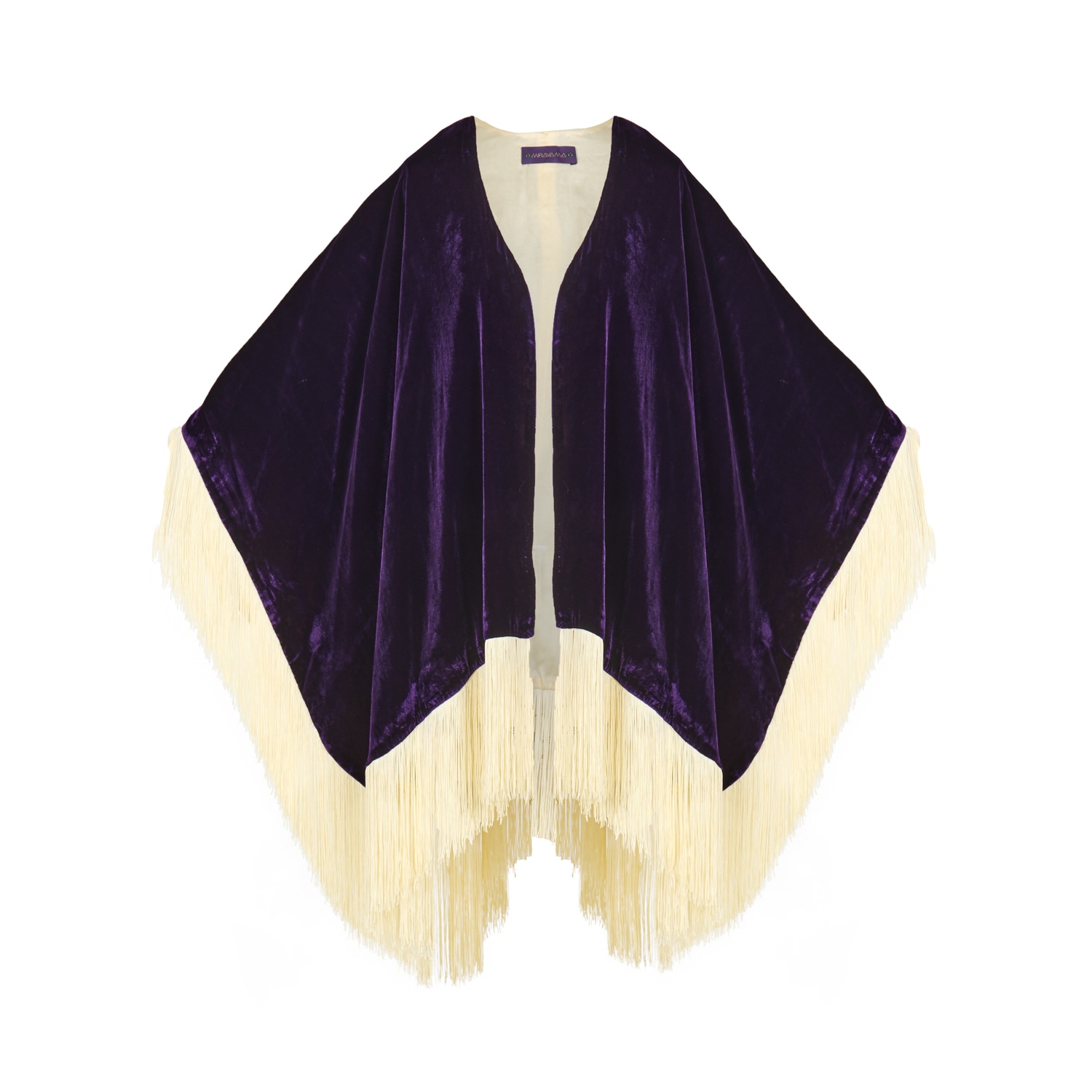 Women’s Pink / Purple / White The Gatsby Poncho In Silk Velvet With Tassels/Fringes One Size Mirayama