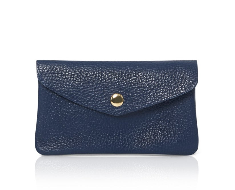 Women’s Grey Medium Popper Leather Purse In Navy Betsy & Floss