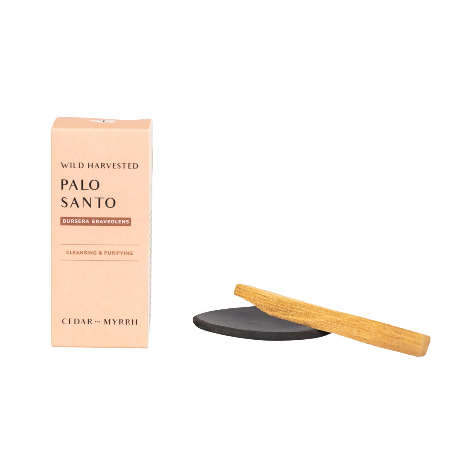 Black / Brown Palo Santo Wood Sticks + Raw Black Plate One Size Cedar and Myrrh