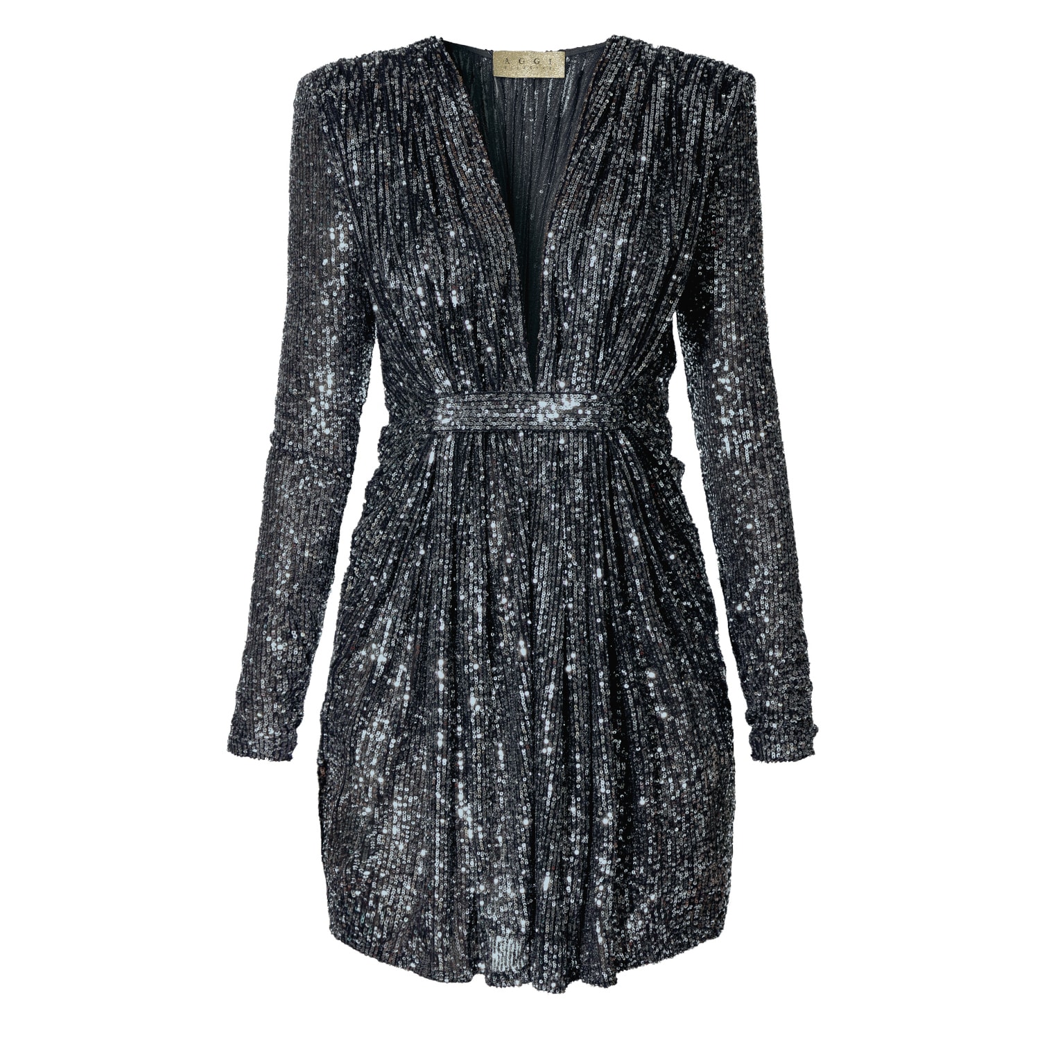 Women’s Grey / Silver Roxie Midnight Grey Sequin Mini Dress Small Aggi