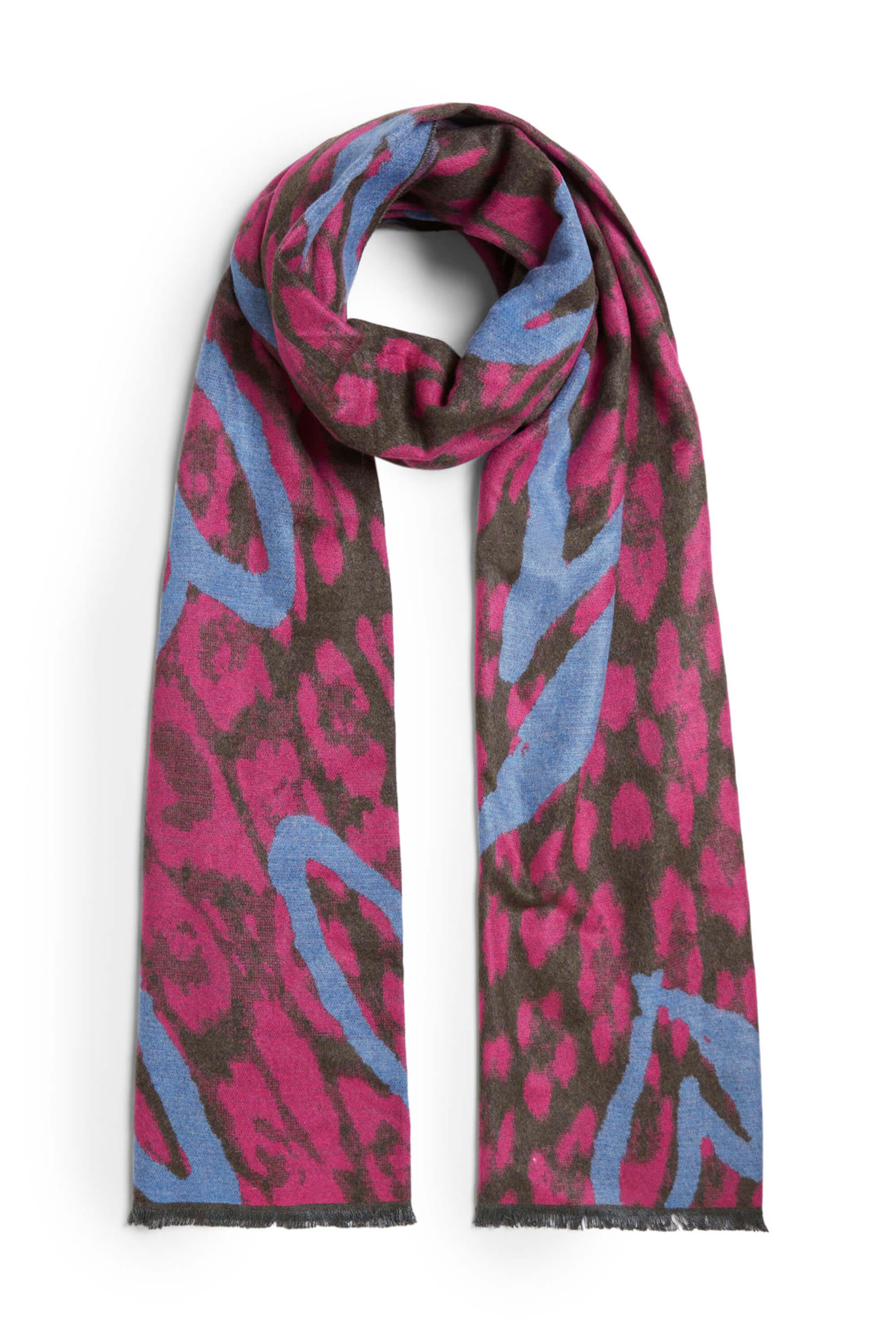 Women’s Pink / Purple Heart Detail Leopard Print Scarf Pink One Size James Lakeland