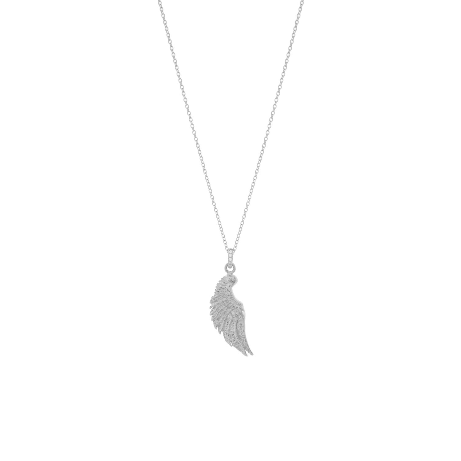 Women’s Angel Wing Necklace, White Rhodium Over Sterling Silver Seven Saints