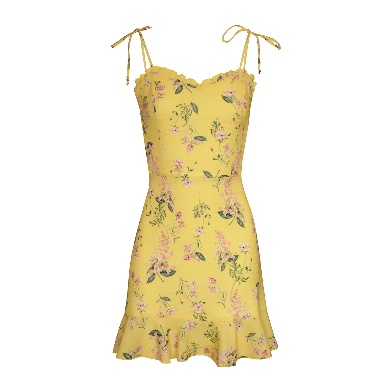 Women’s Yellow / Orange Alice Ruffled Floral Print Mini Dress - Yellow Extra Small 2Kstyle