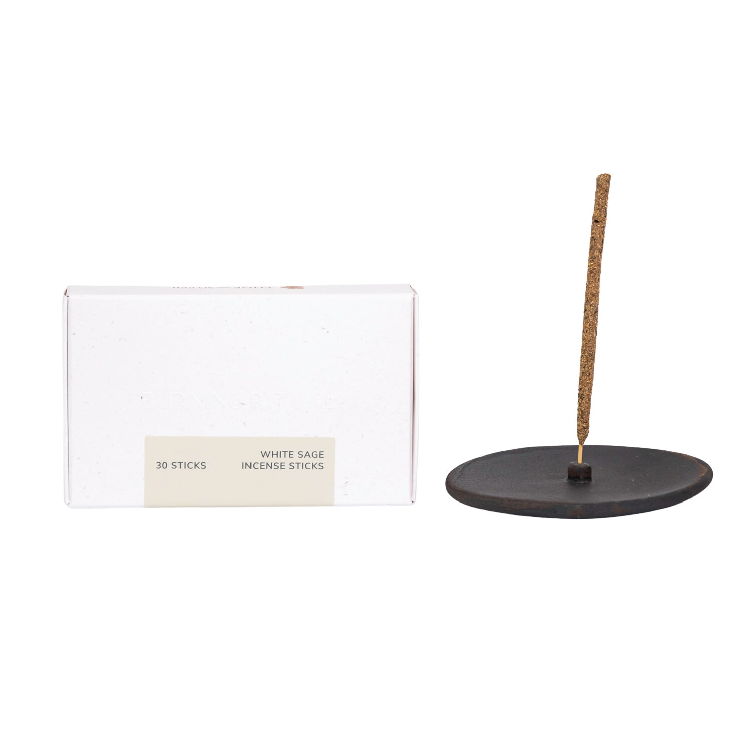 Green / White White Sage Mini Incense + Raw Black Incense Holder One Size Cedar and Myrrh