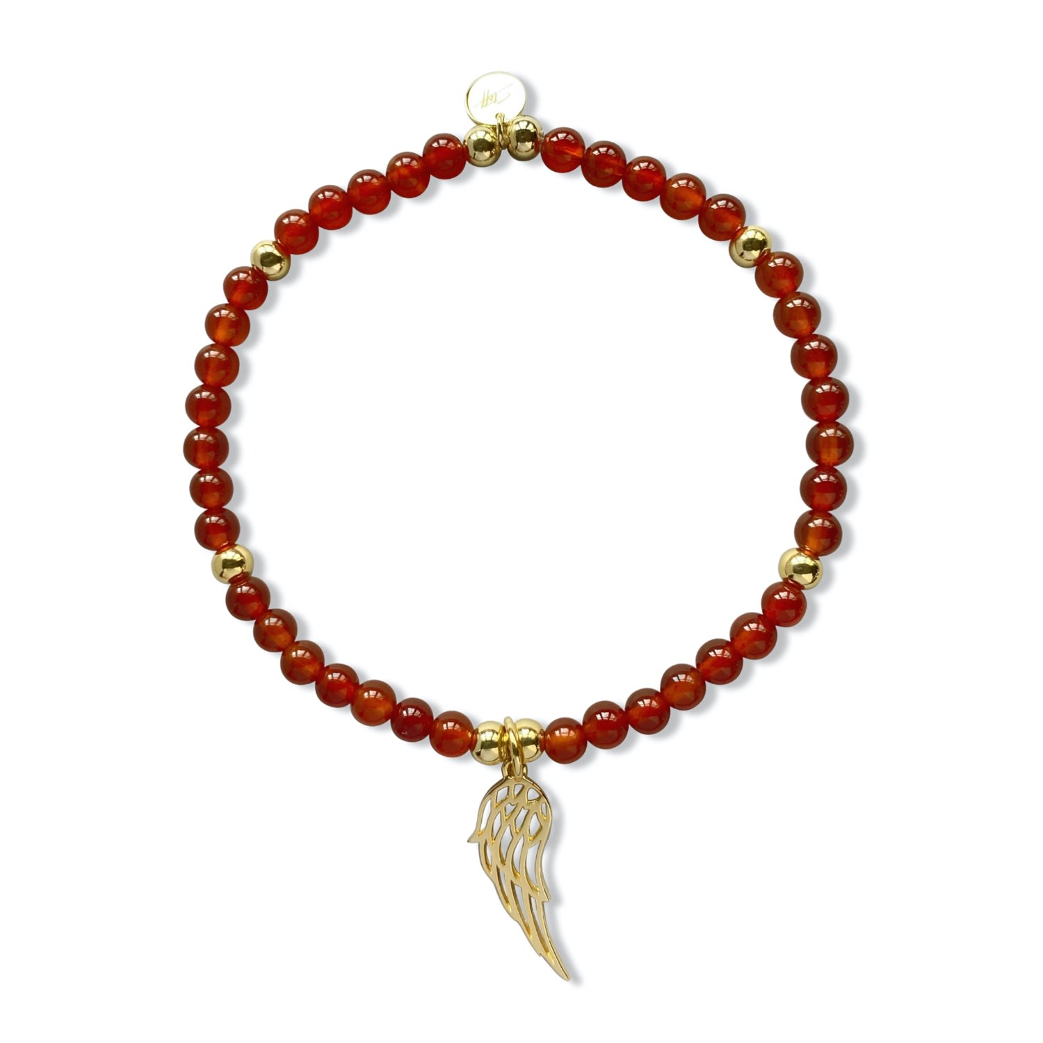 Women’s Gold / Red Yellow Gold Vermeil & Carnelian Gemstone Bead Bracelet Steff Jewellery