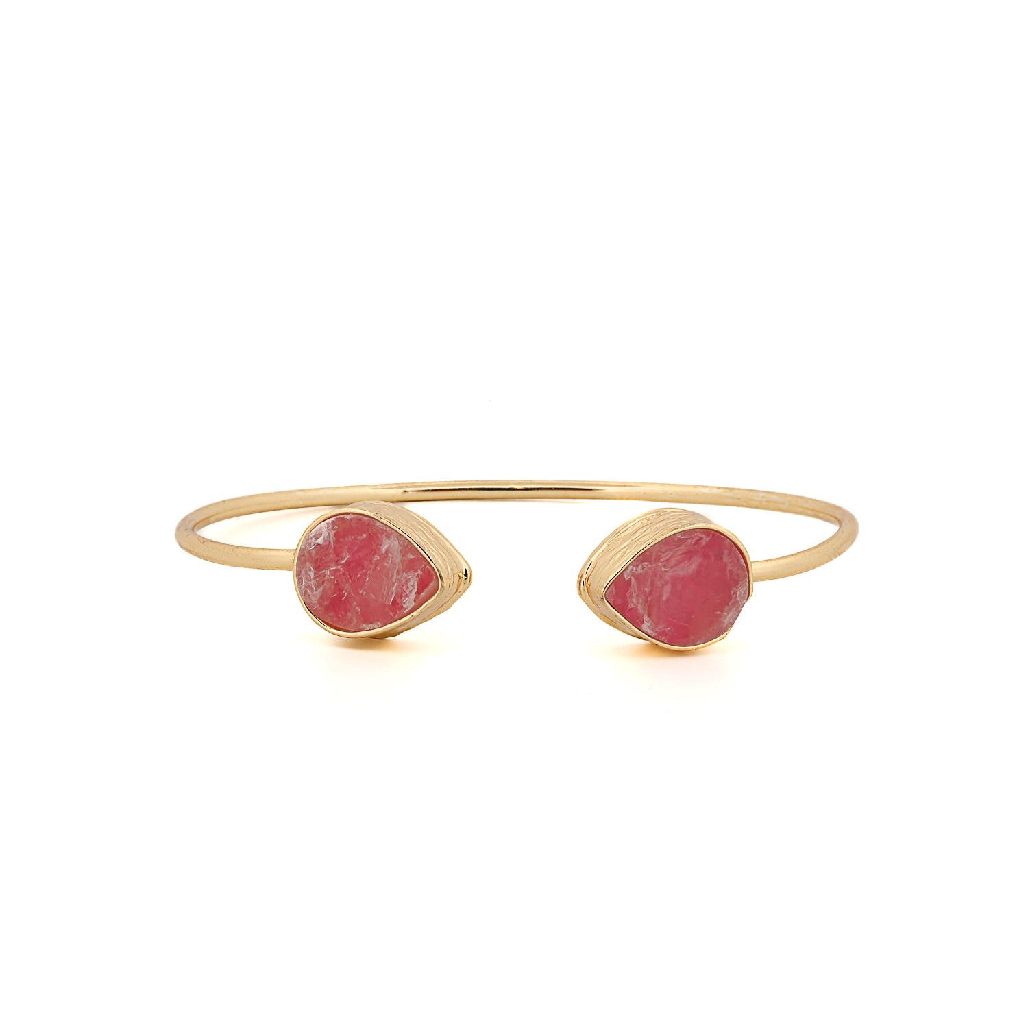 Women’s Gold / Pink / Purple Cleopatra Pink Agate Gemstone Gold Cuff Bracelet - Pink Ebru Jewelry