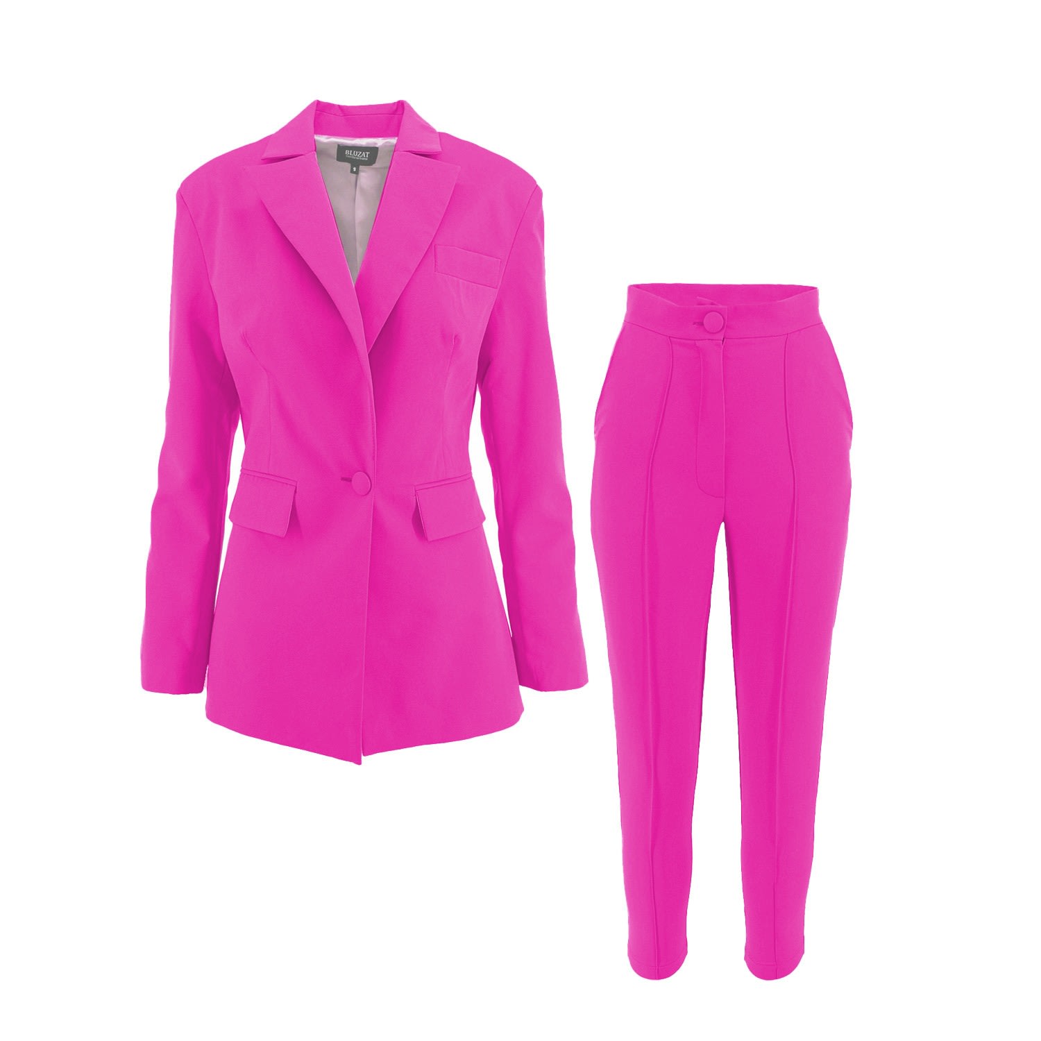 Pink / Purple Bright Pink Slim Fit Suit Extra Small Bluzat